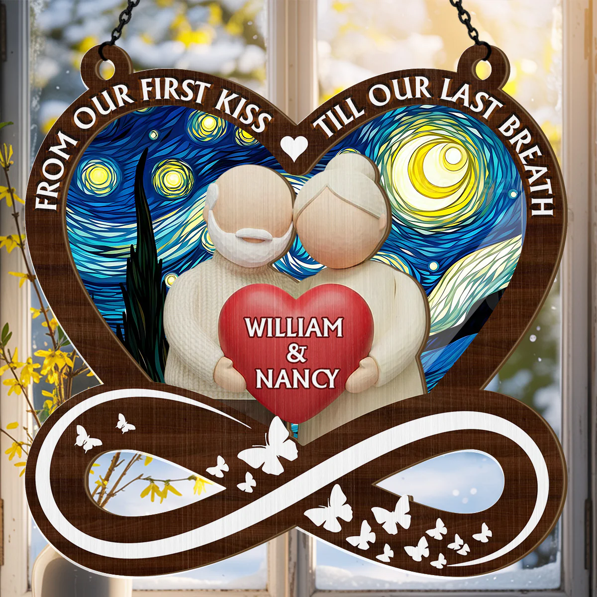 From Our First Kiss Till Our Last Breath - Personalized Window Hanging Suncatcher - Image 4