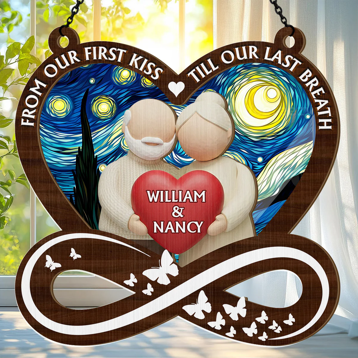 From Our First Kiss Till Our Last Breath - Personalized Window Hanging Suncatcher - Image 5