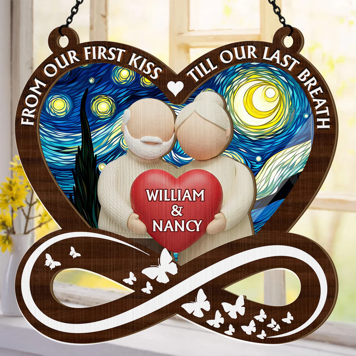From Our First Kiss Till Our Last Breath - Personalized Window Hanging Suncatcher - Image 6