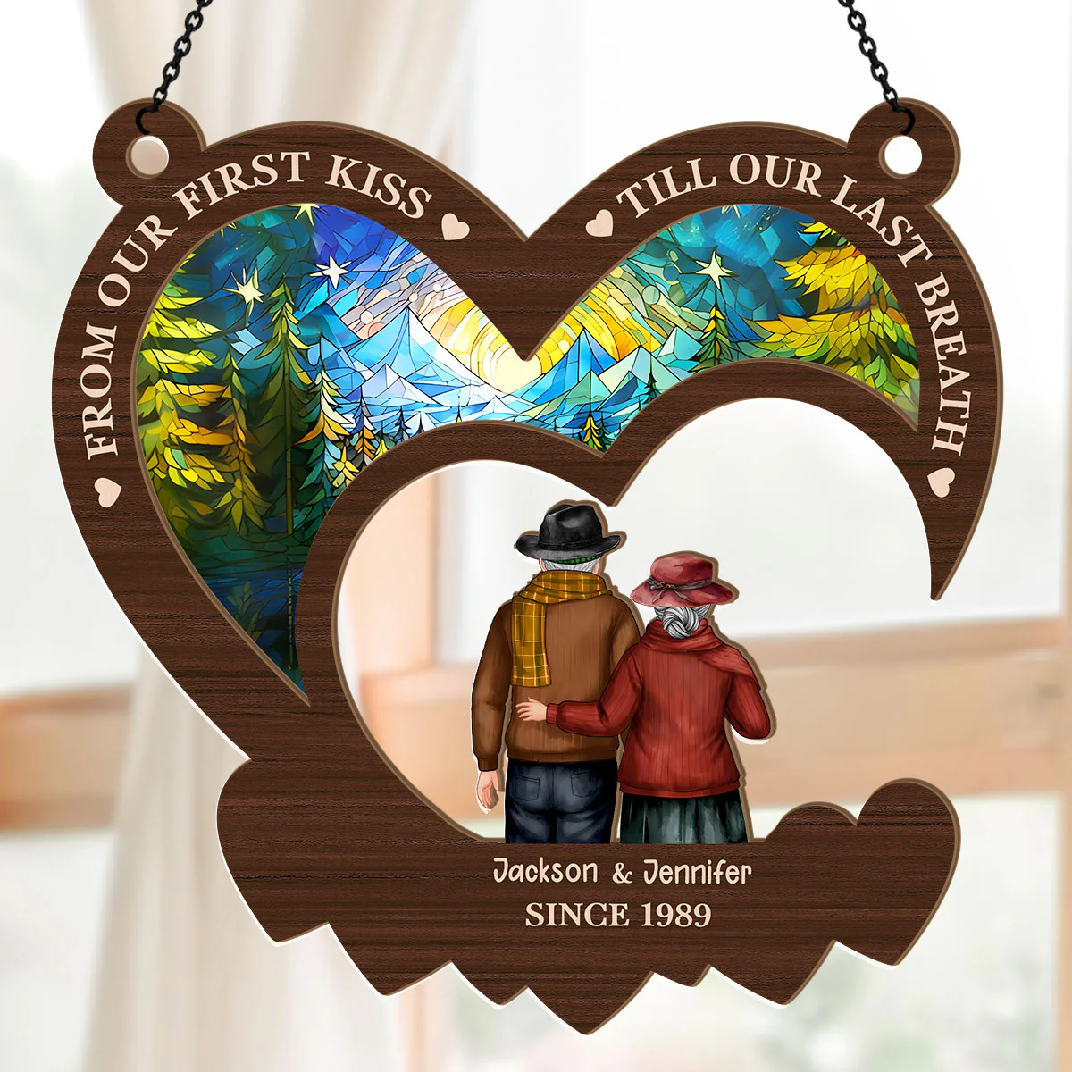 From Our First Kiss Till Our Last Breath - Personalized Window Hanging Suncatcher - Image 5