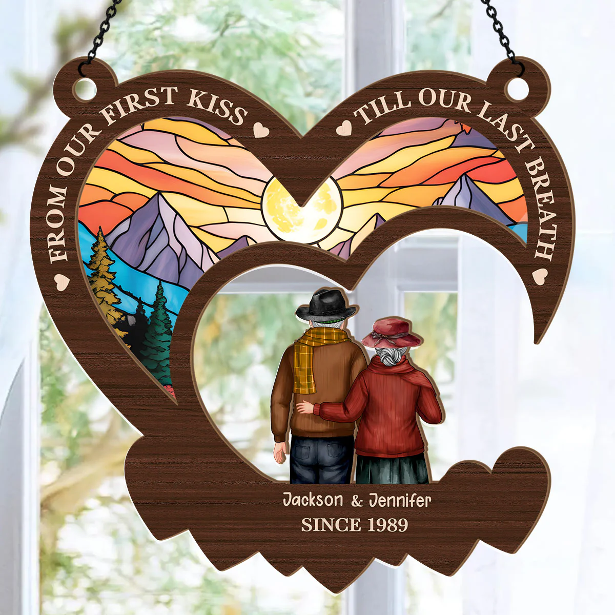 From Our First Kiss Till Our Last Breath - Personalized Window Hanging Suncatcher - Image 6