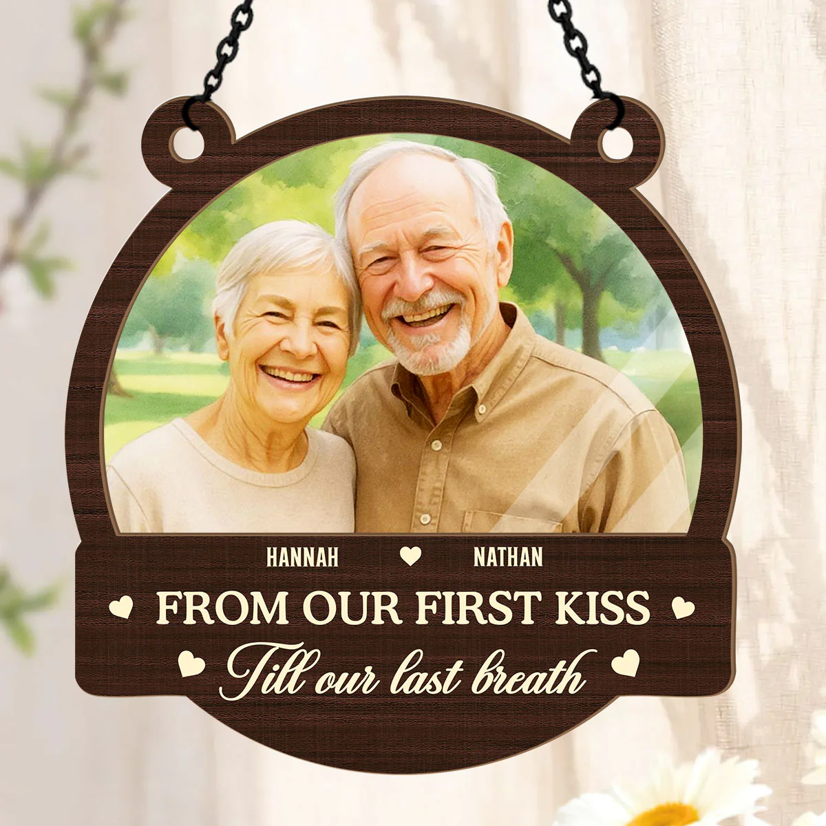 From Our First Kiss Till Our Last Breath - Personalized Window Hanging Suncatcher - Image 3