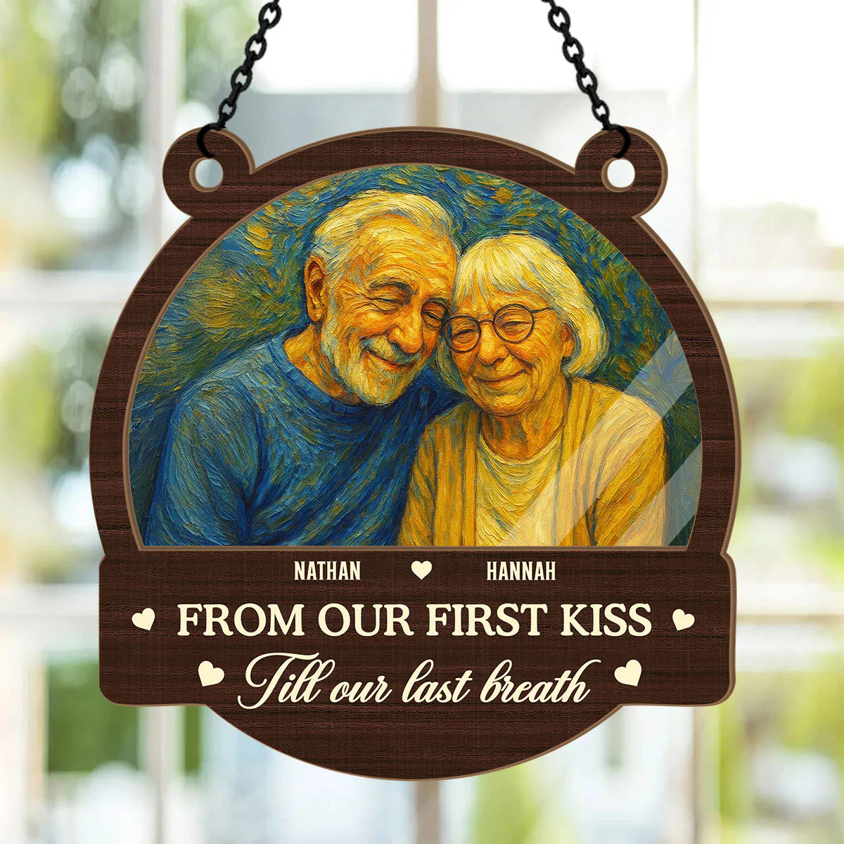From Our First Kiss Till Our Last Breath - Personalized Window Hanging Suncatcher - Image 2