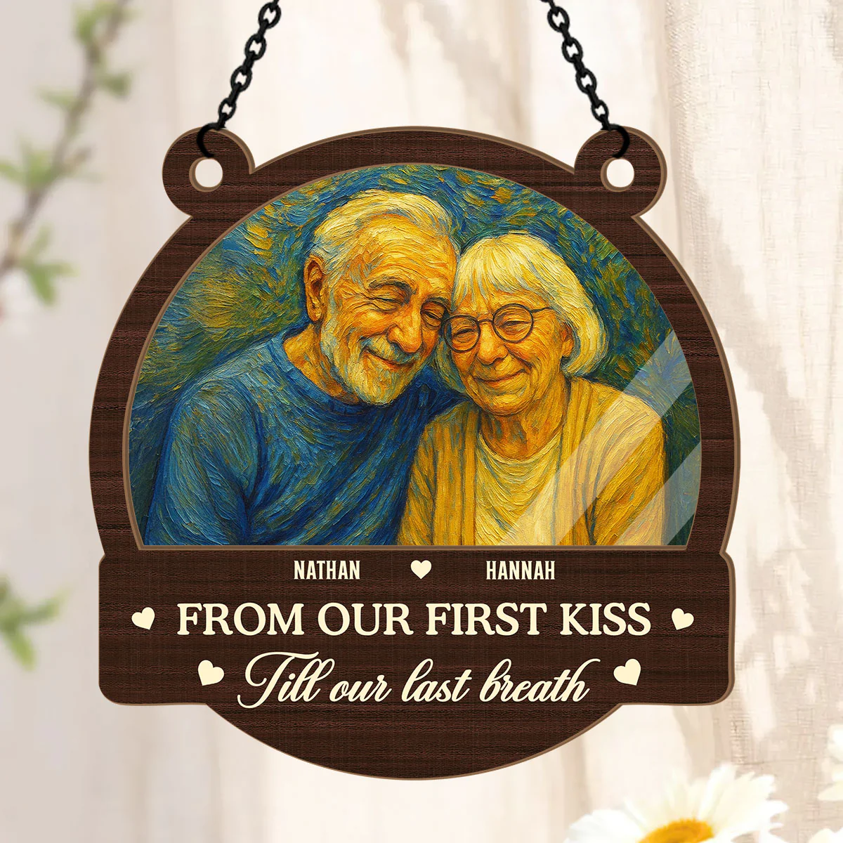 From Our First Kiss Till Our Last Breath - Personalized Window Hanging Suncatcher - Image 3