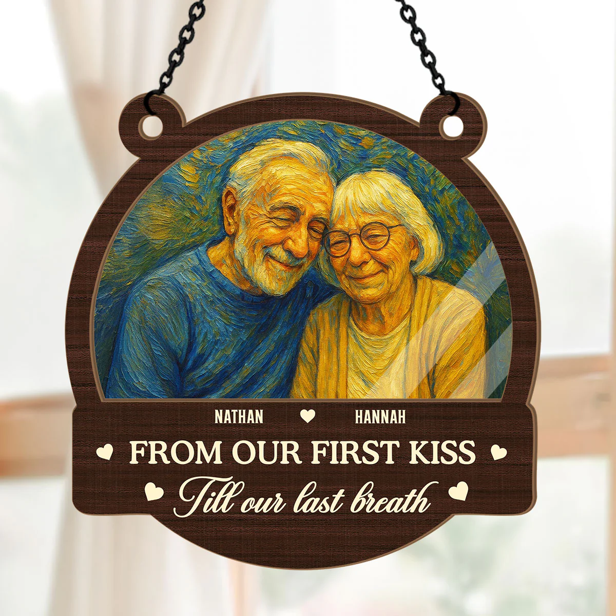 From Our First Kiss Till Our Last Breath - Personalized Window Hanging Suncatcher - Image 5