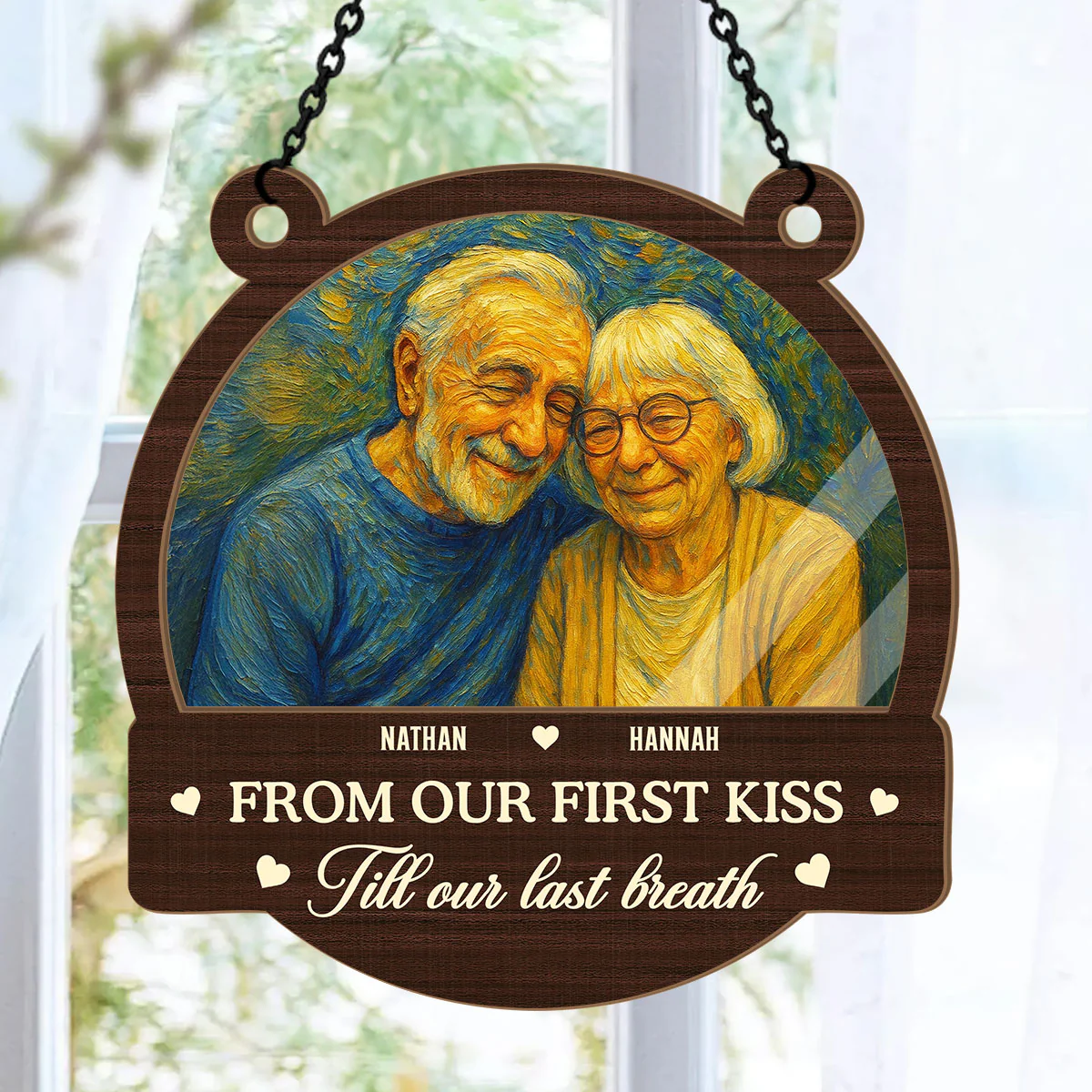 From Our First Kiss Till Our Last Breath - Personalized Window Hanging Suncatcher - Image 6