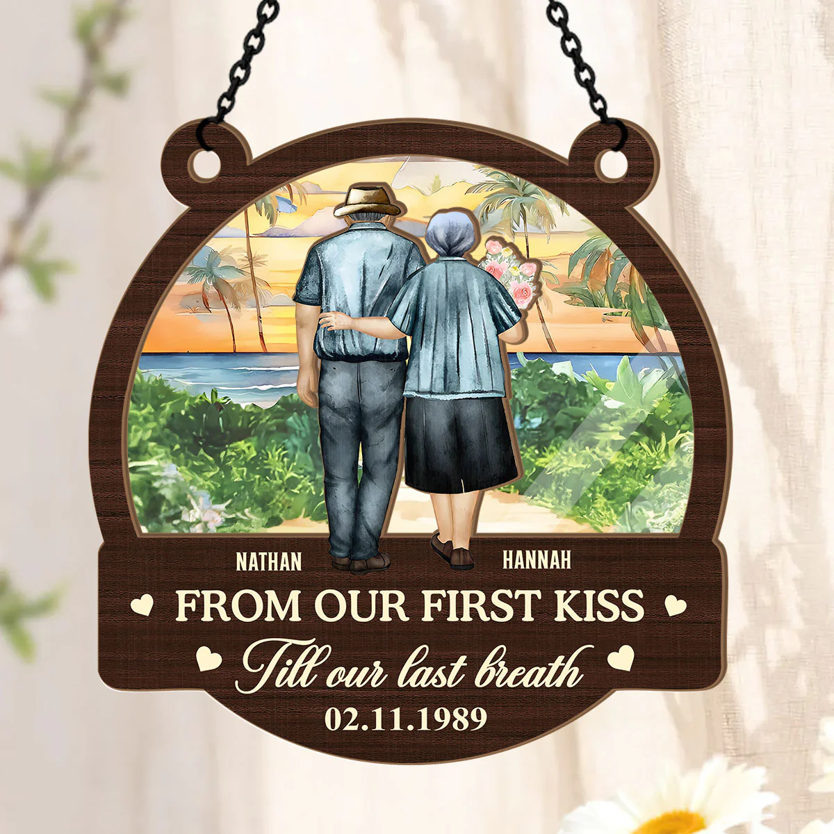 From Our First Kiss Till Our Last Breath - Personalized Window Hanging Suncatcher - Image 3