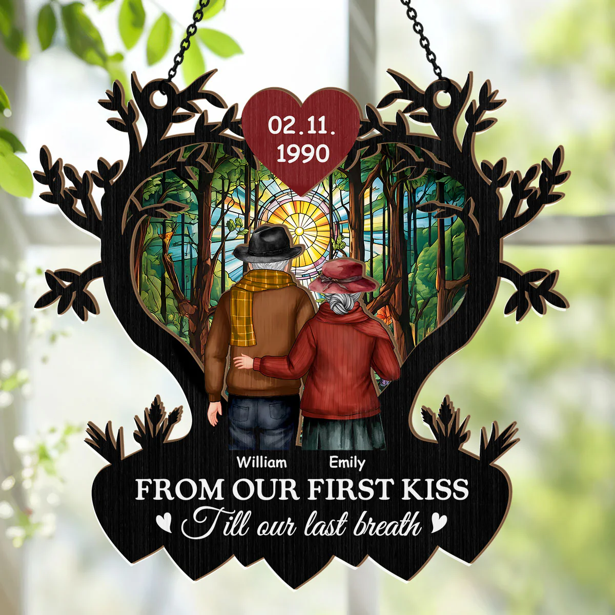 From Our First Kiss Till Our Last Breath - Personalized Window Hanging Suncatcher - Image 4