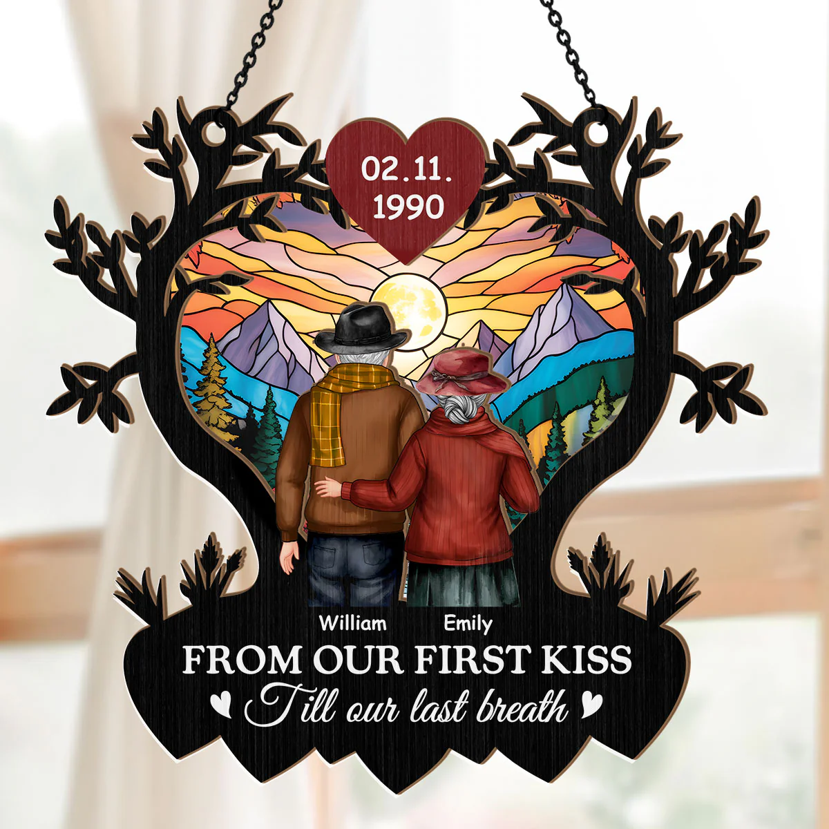 From Our First Kiss Till Our Last Breath - Personalized Window Hanging Suncatcher - Image 5