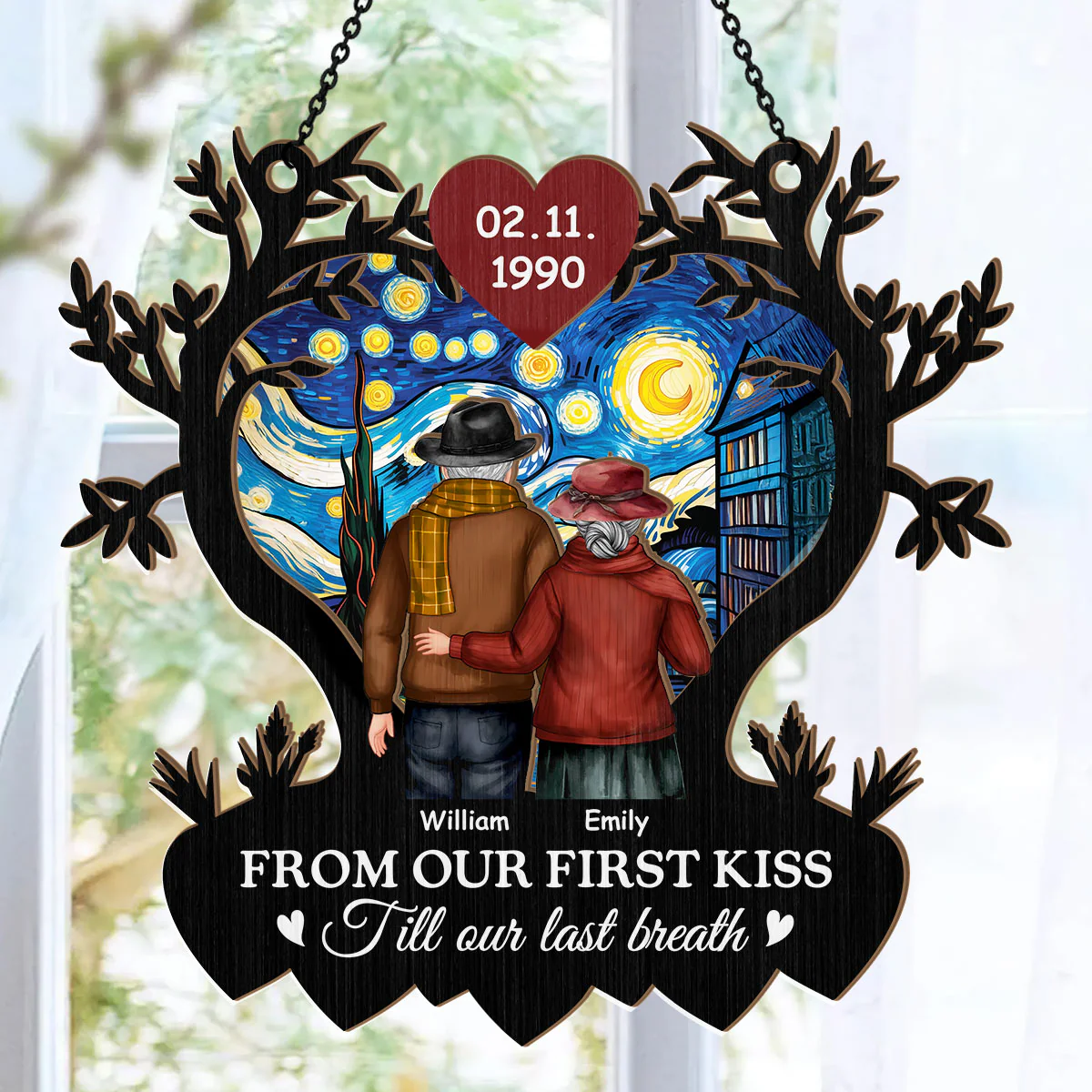 From Our First Kiss Till Our Last Breath - Personalized Window Hanging Suncatcher - Image 6
