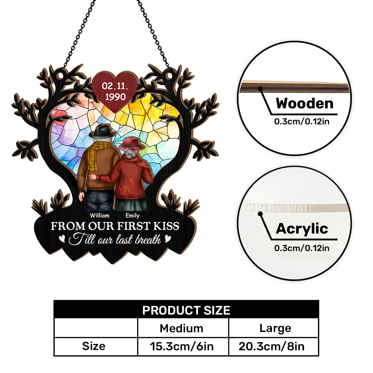 From Our First Kiss Till Our Last Breath - Personalized Window Hanging Suncatcher - Image 7