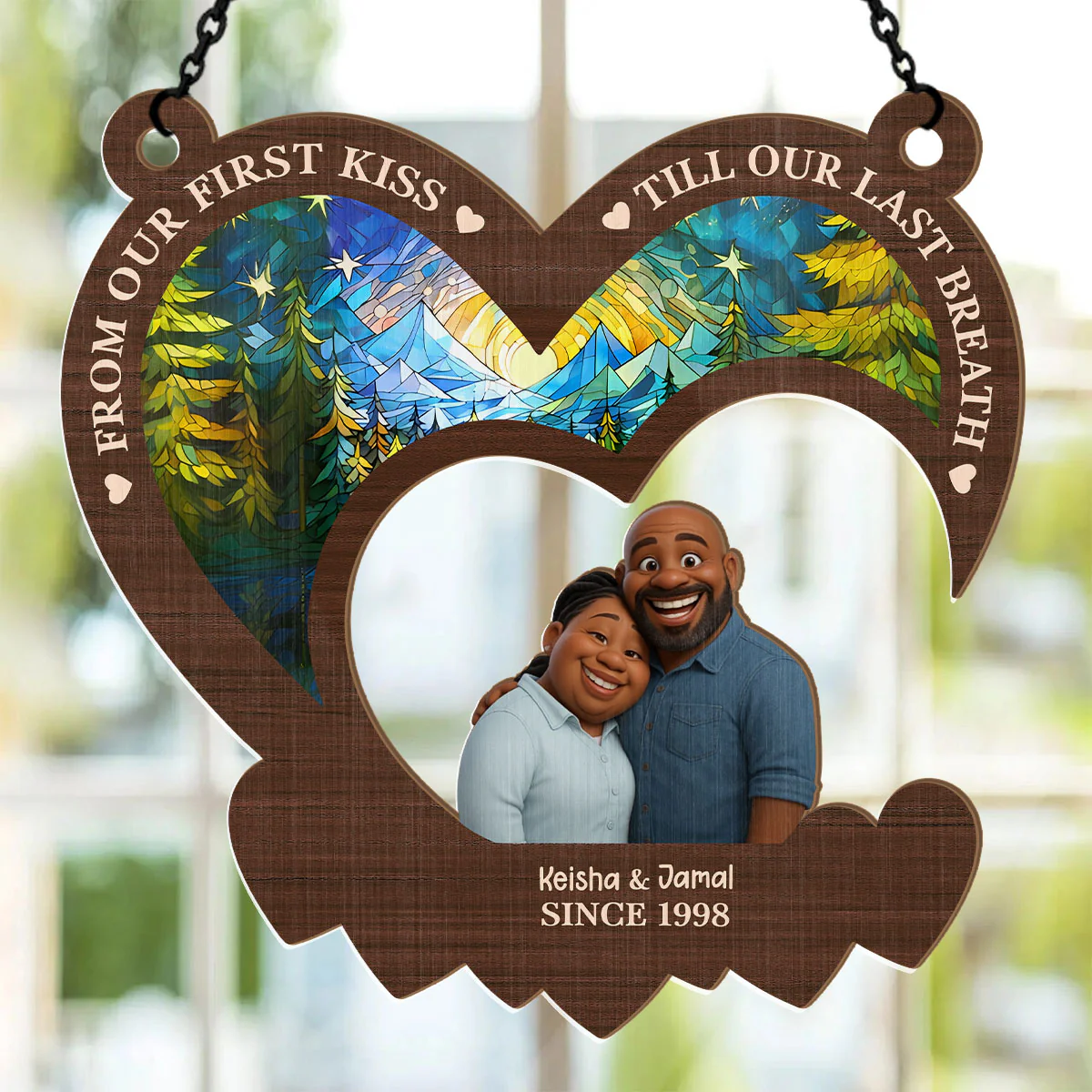 From Our First Kiss Till Our Last Breath  - Personalized Window Hanging Suncatcher - Image 2