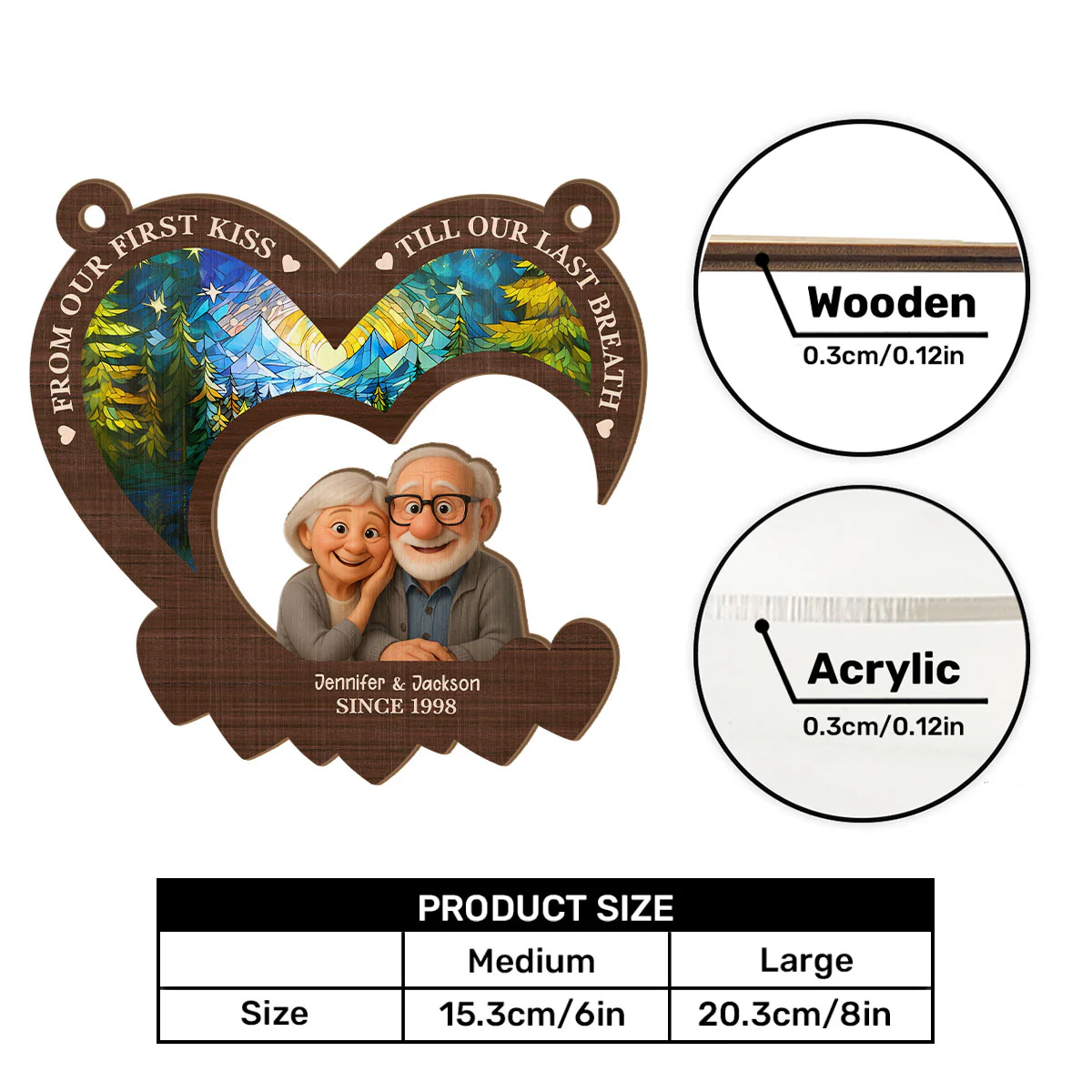 From Our First Kiss Till Our Last Breath  - Personalized Window Hanging Suncatcher - Image 7
