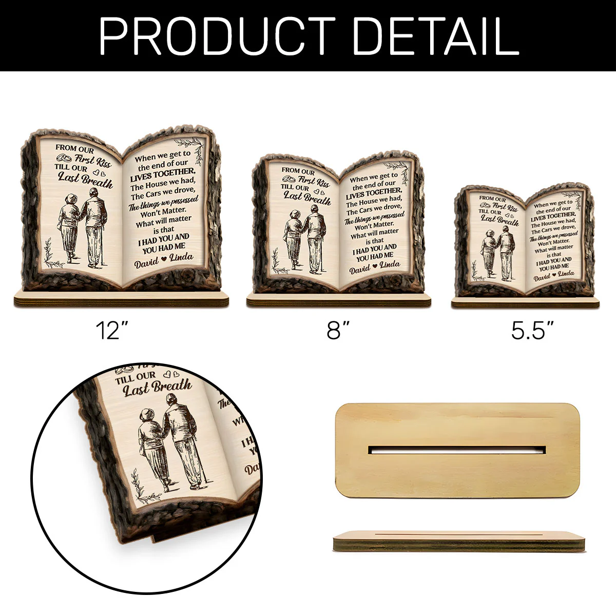 From Our First Kiss To Our Last Breath Love Journey Book - Personalized 2-Layer Wood Plaque With Flat Base - Image 8