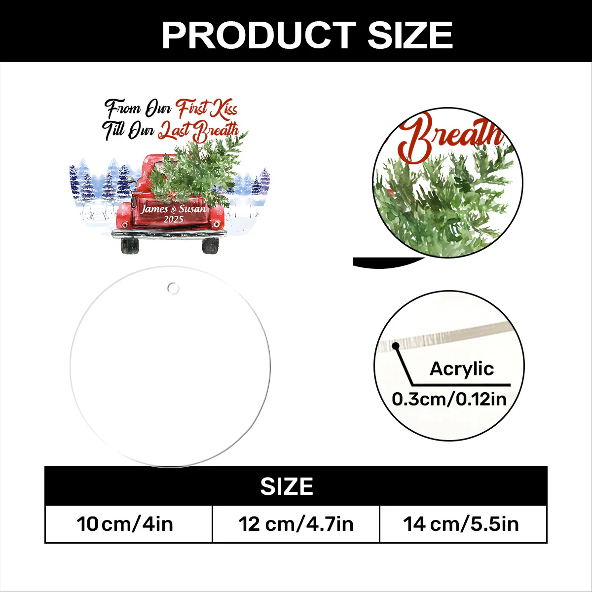 From Our First Kiss To Our Last Breath - Personalized 1-Layer Acrylic Ornament - Image 5