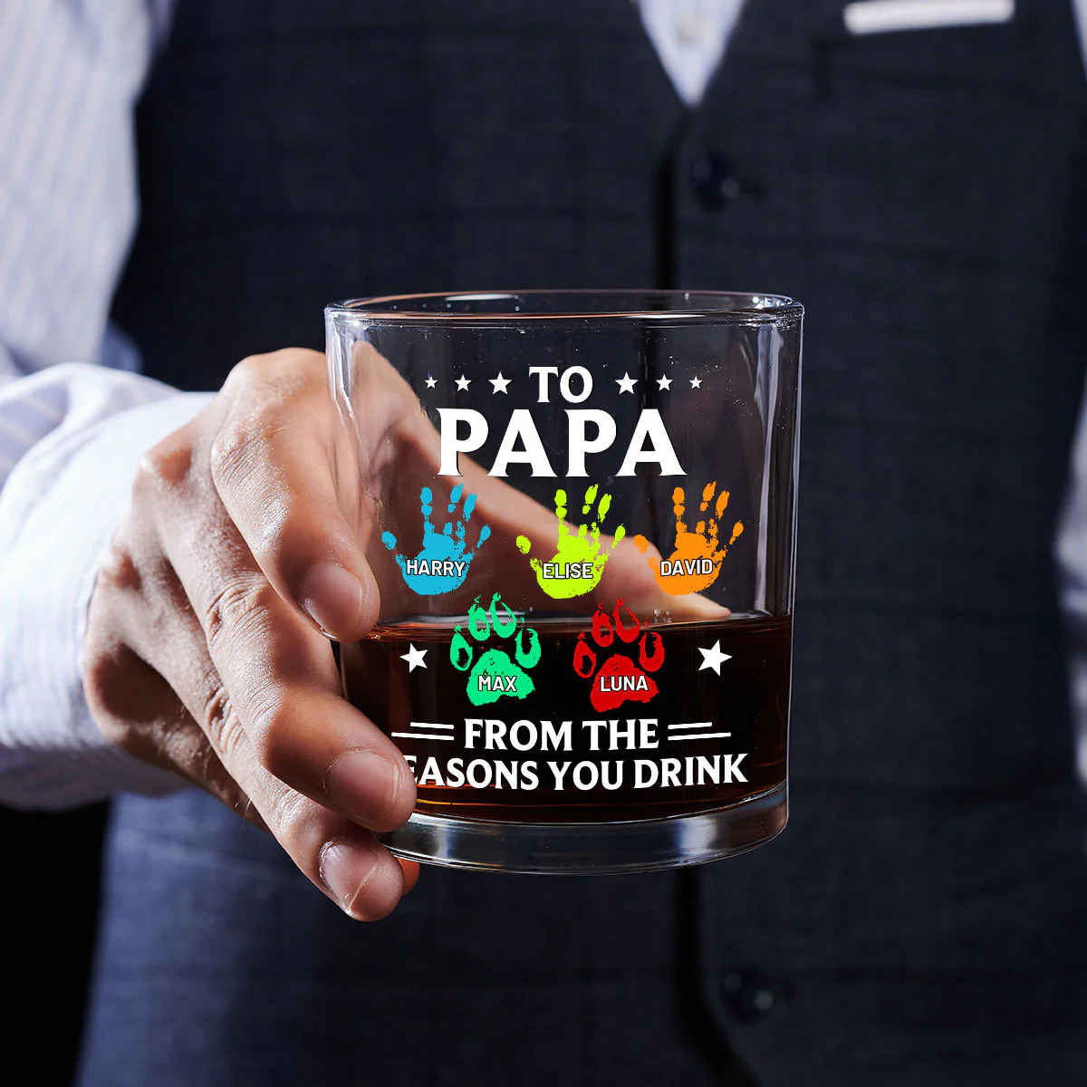 From The Reasons You Drink - Personalized Round Whiskey Glass - Image 4