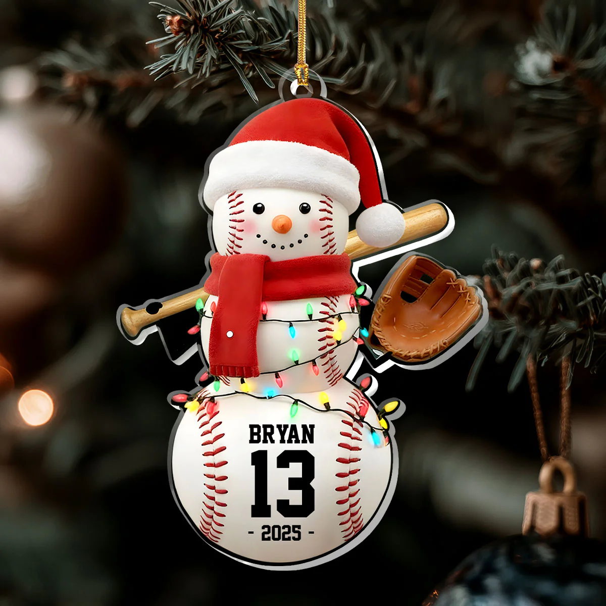 Frosty The Ballplayer - Personalized 1-Layer Acrylic Ornament - Image 7