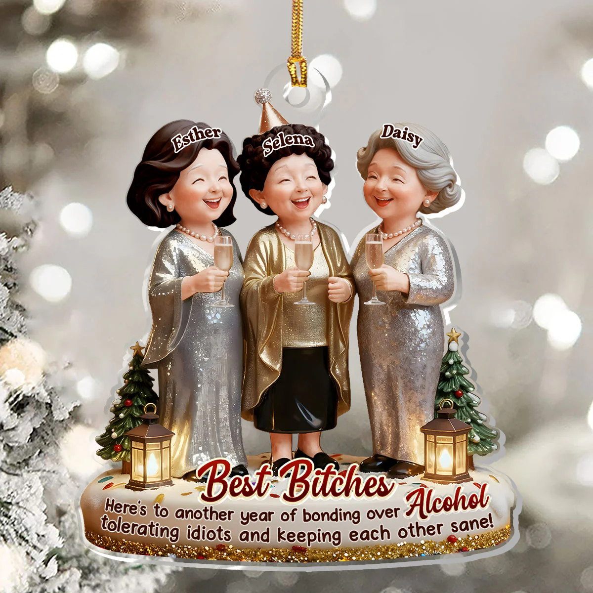 Funny Best Friends - Personalized 1-Layer Acrylic Ornament - Image 5