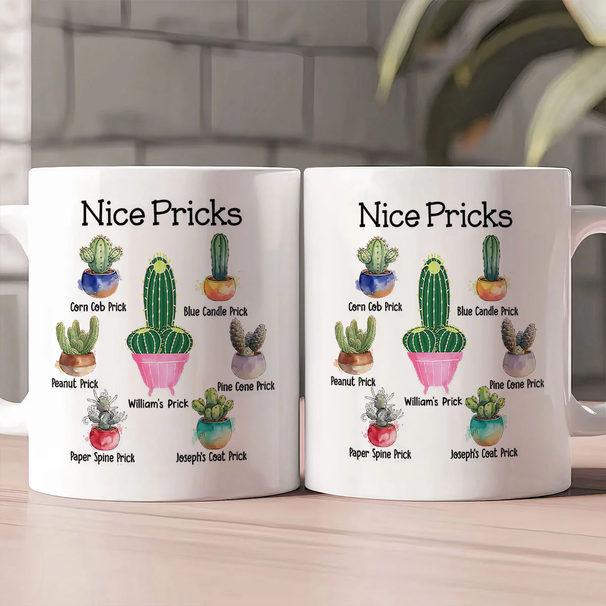 Funny Cactus Pricks - Personalized Ceramic Coffee Mug - Image 2