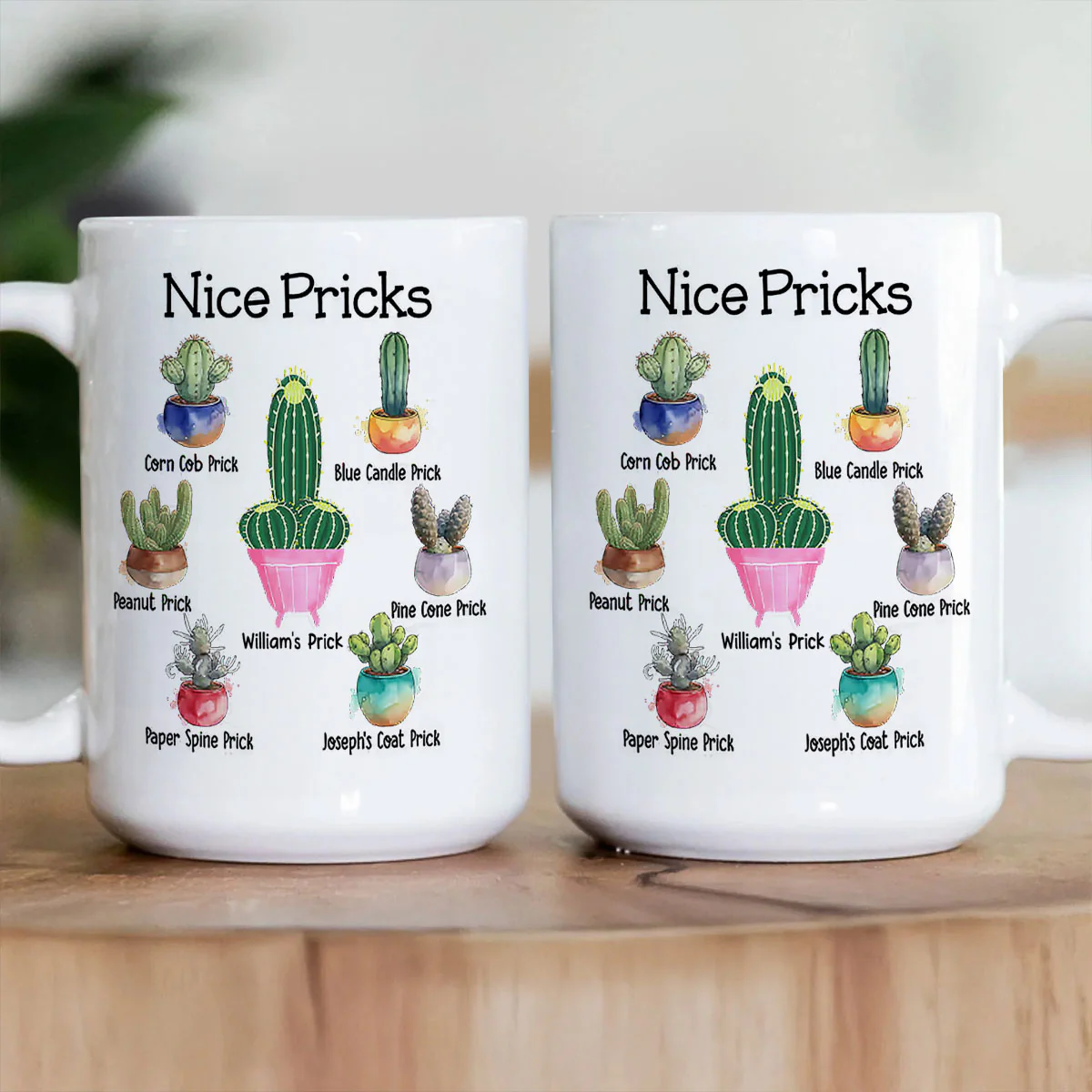 Funny Cactus Pricks - Personalized Ceramic Coffee Mug - Image 3