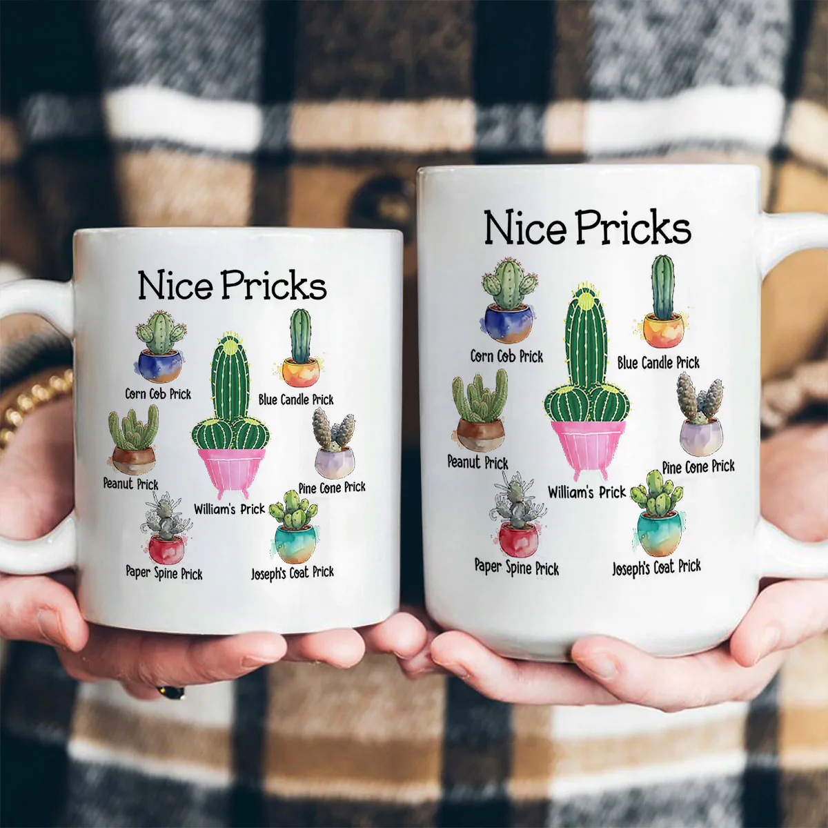 Funny Cactus Pricks - Personalized Ceramic Coffee Mug - Image 4