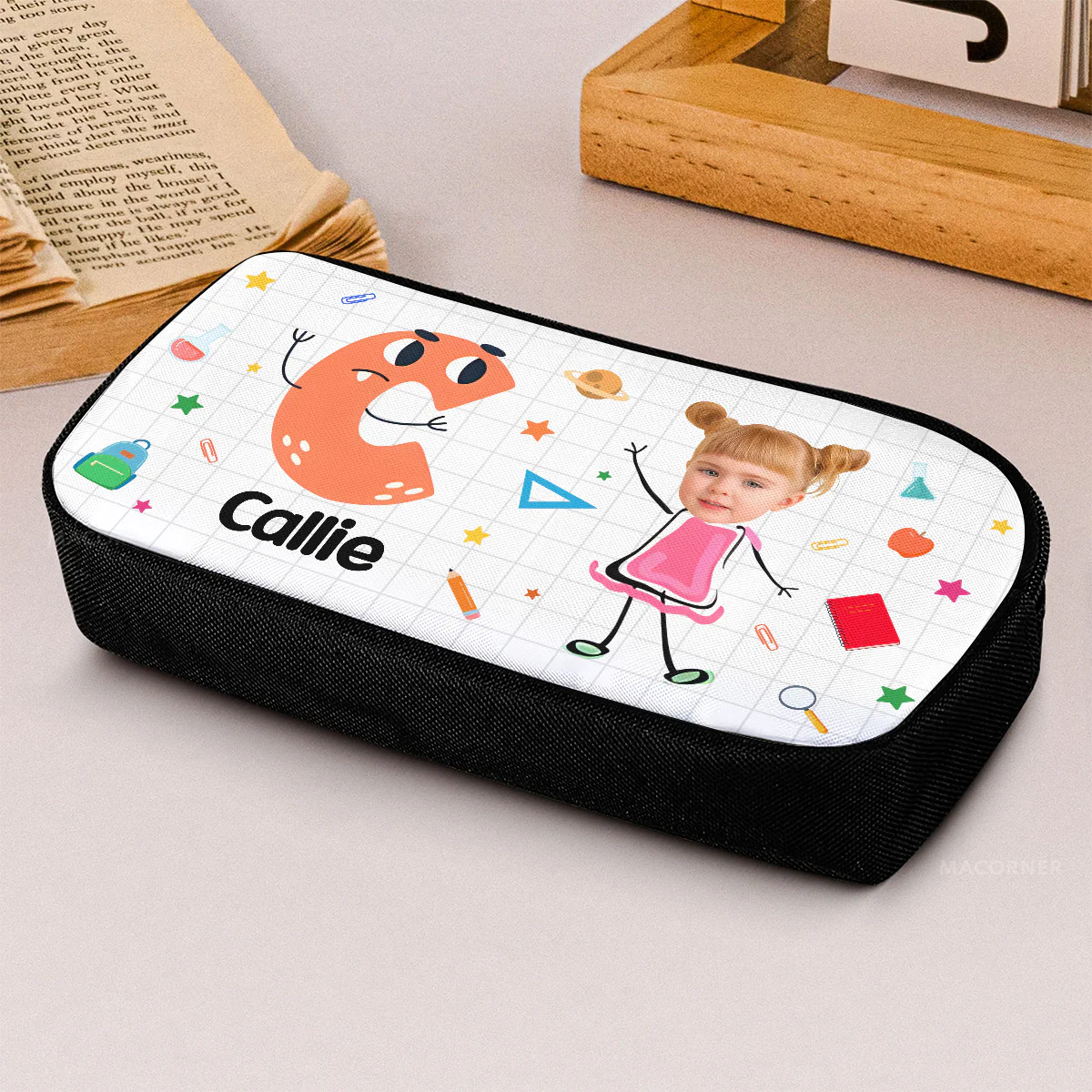 Funny Cartoon Photo Name - Personalized Pencil Case - Image 3