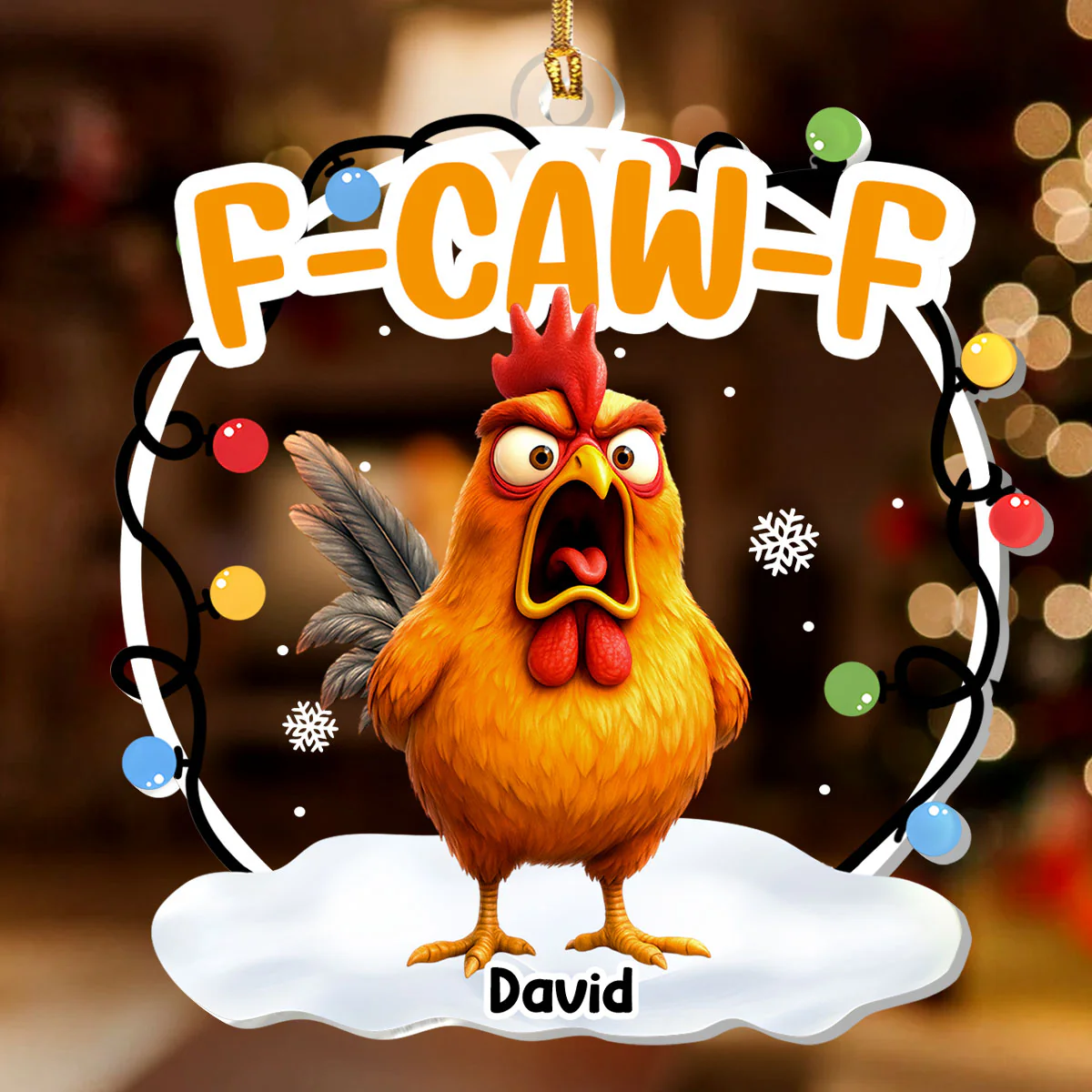 Funny Chicken - Personalized 1-Layer Acrylic Ornament - Image 2