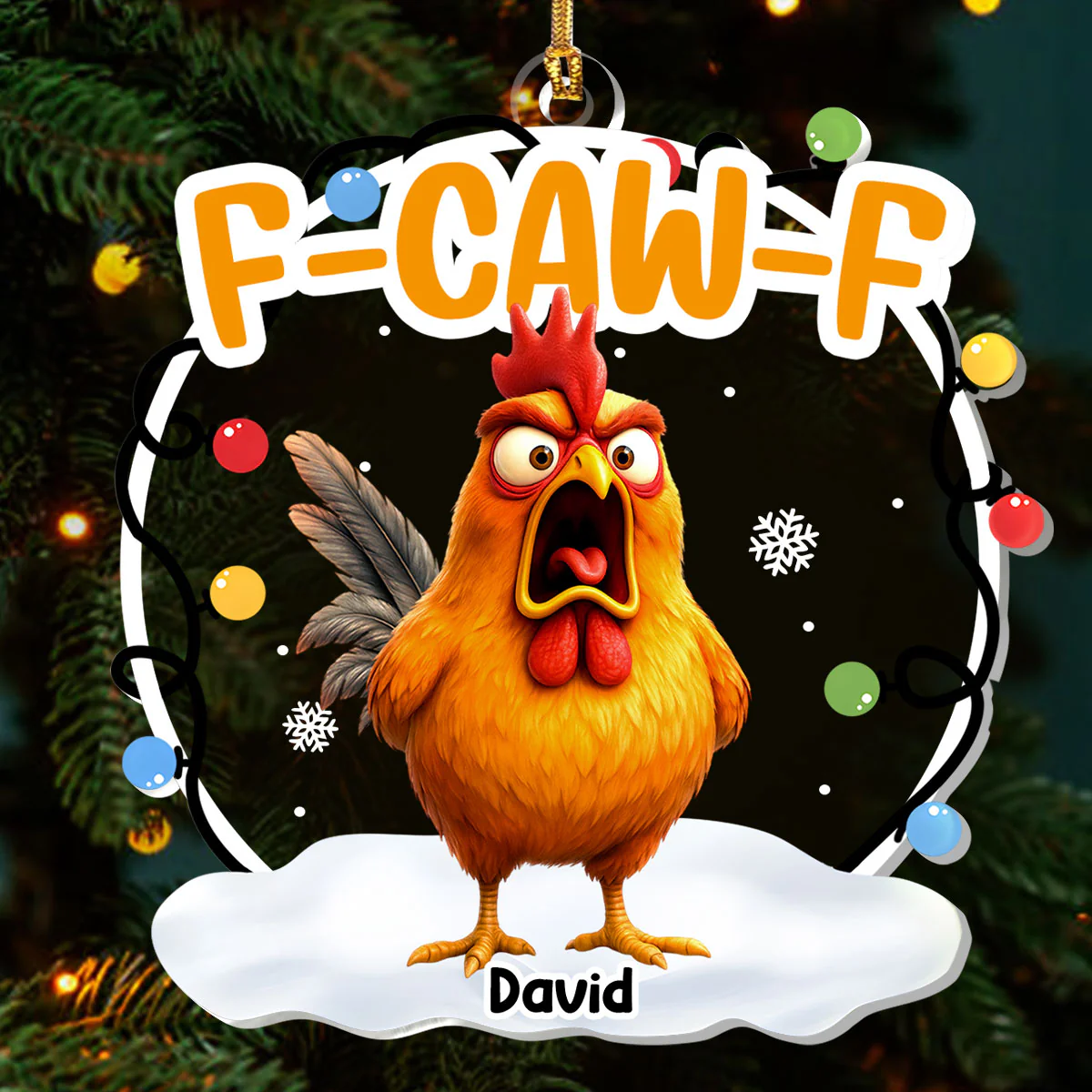 Funny Chicken - Personalized 1-Layer Acrylic Ornament - Image 3