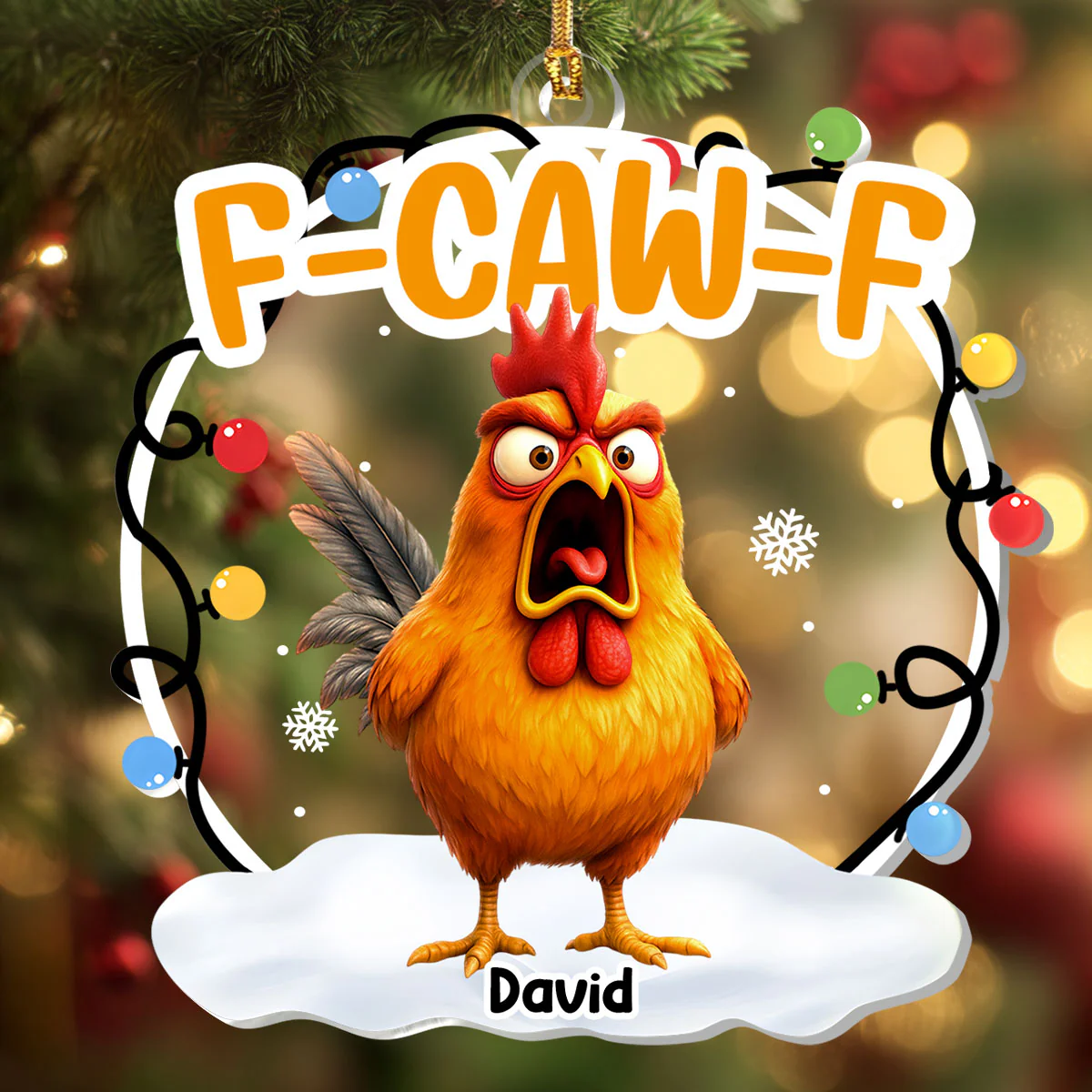 Funny Chicken - Personalized 1-Layer Acrylic Ornament - Image 4