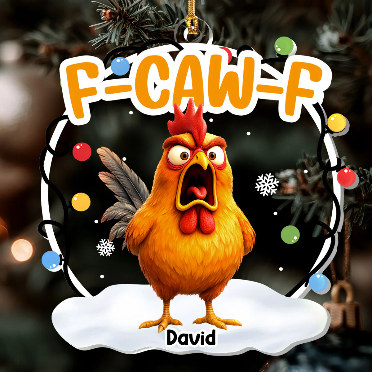 Funny Chicken - Personalized 1-Layer Acrylic Ornament - Image 6