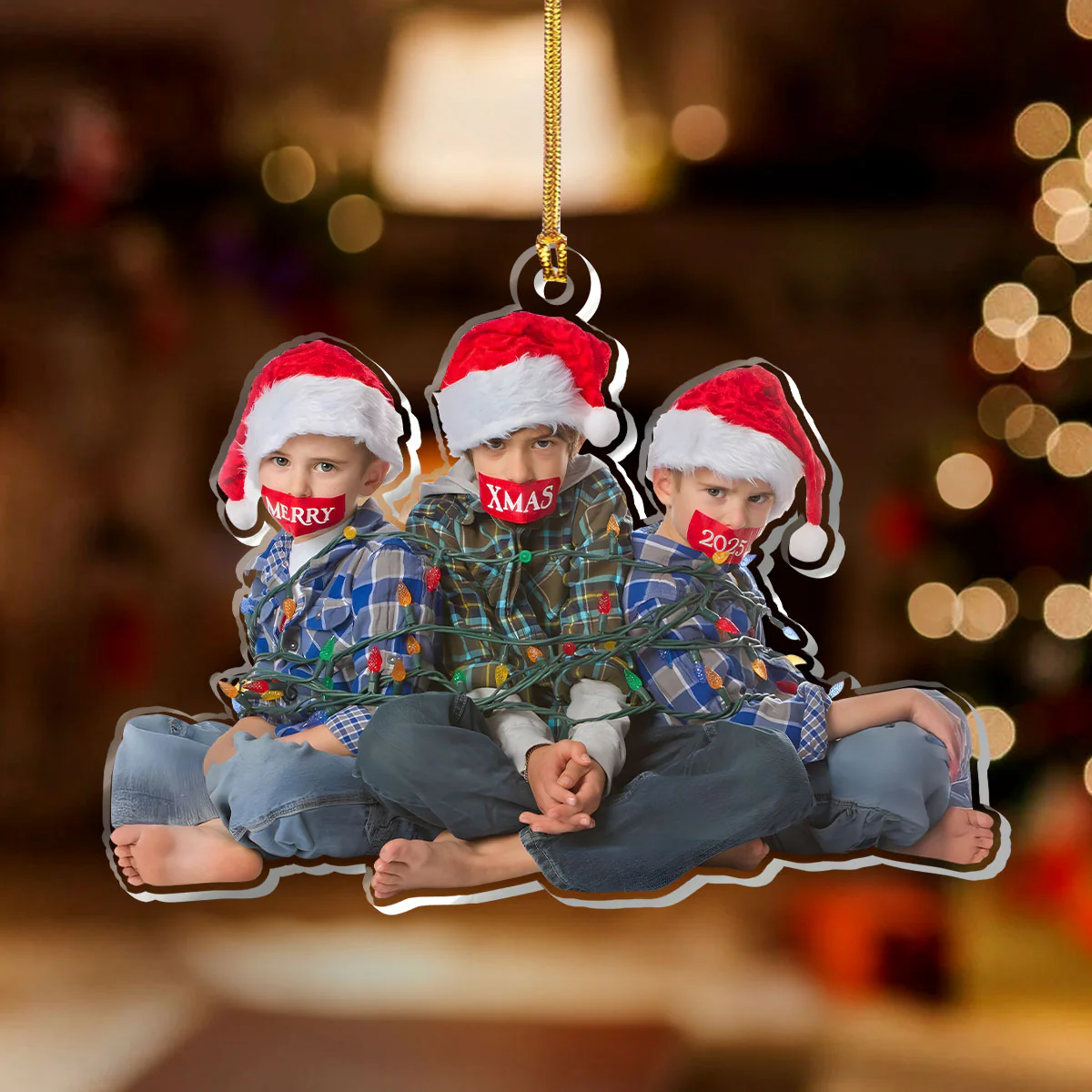 Funny Christmas Family Members Upload Photo - Personalized 1-Layer Acrylic Ornament - Image 2