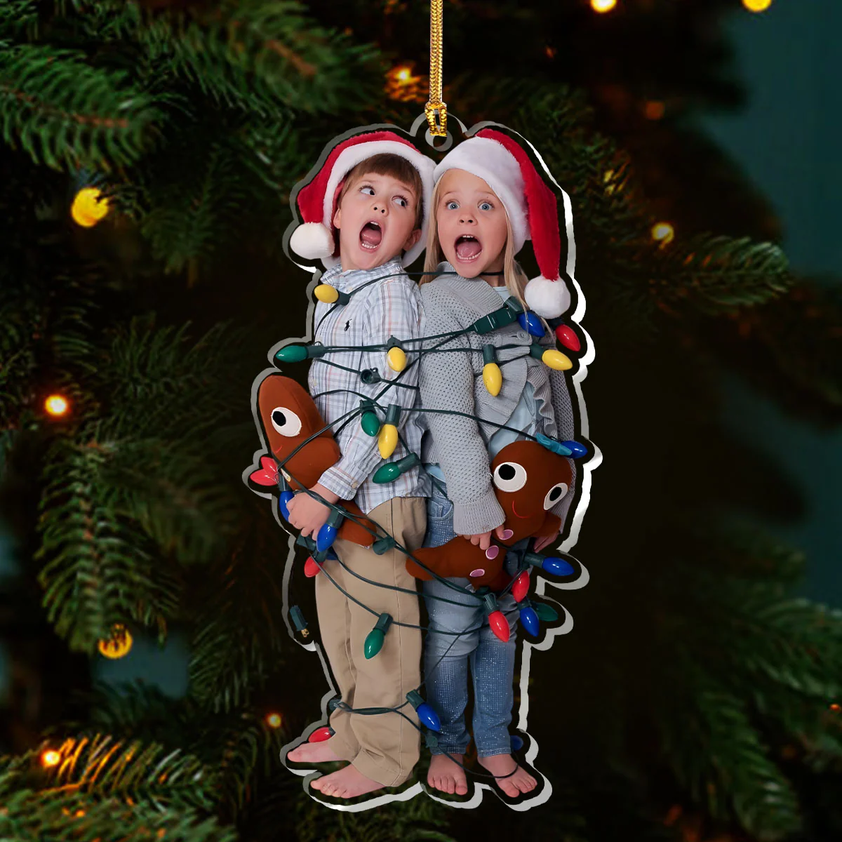 Funny Christmas Family Members Upload Photo - Personalized 1-Layer Acrylic Ornament - Image 3