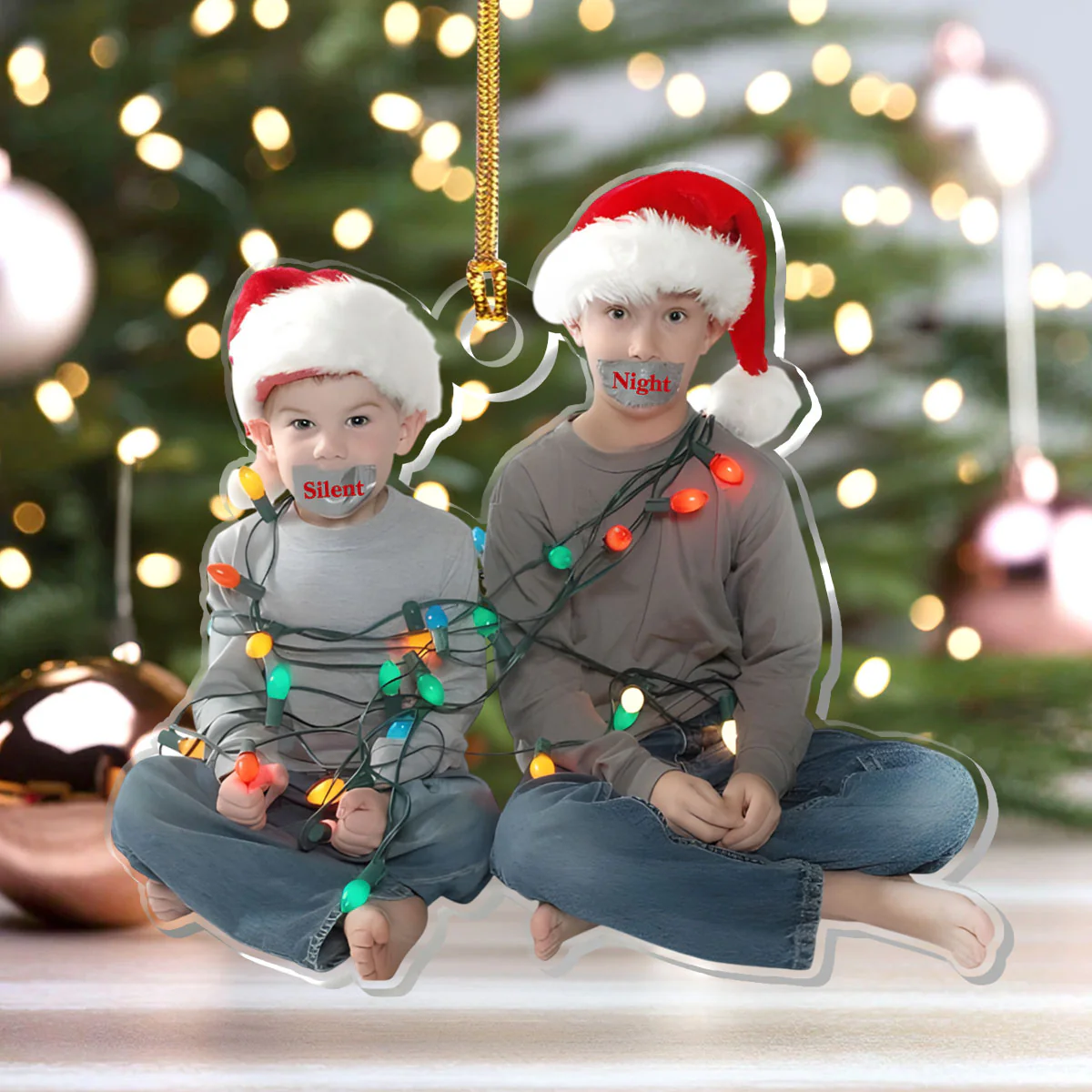 Funny Christmas Family Members Upload Photo - Personalized 1-Layer Acrylic Ornament - Image 4