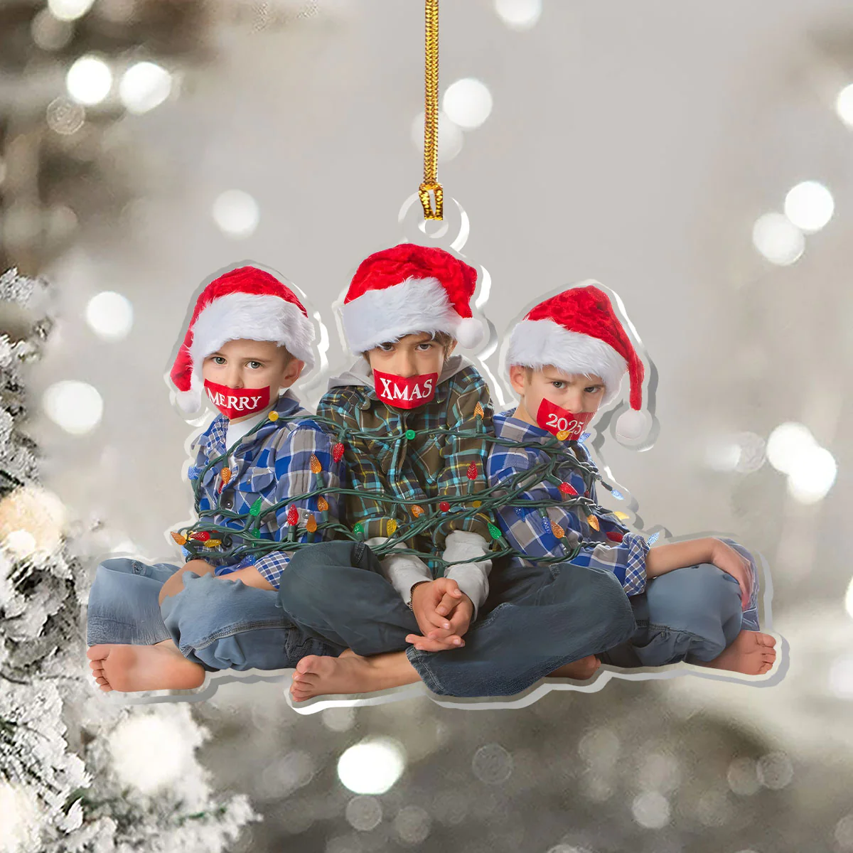 Funny Christmas Family Members Upload Photo - Personalized 1-Layer Acrylic Ornament - Image 5