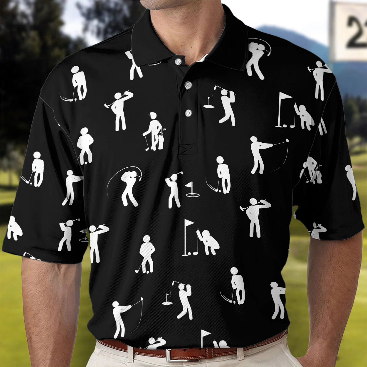 Funny Golf Pattern - Personalized Polo Shirt - Image 2