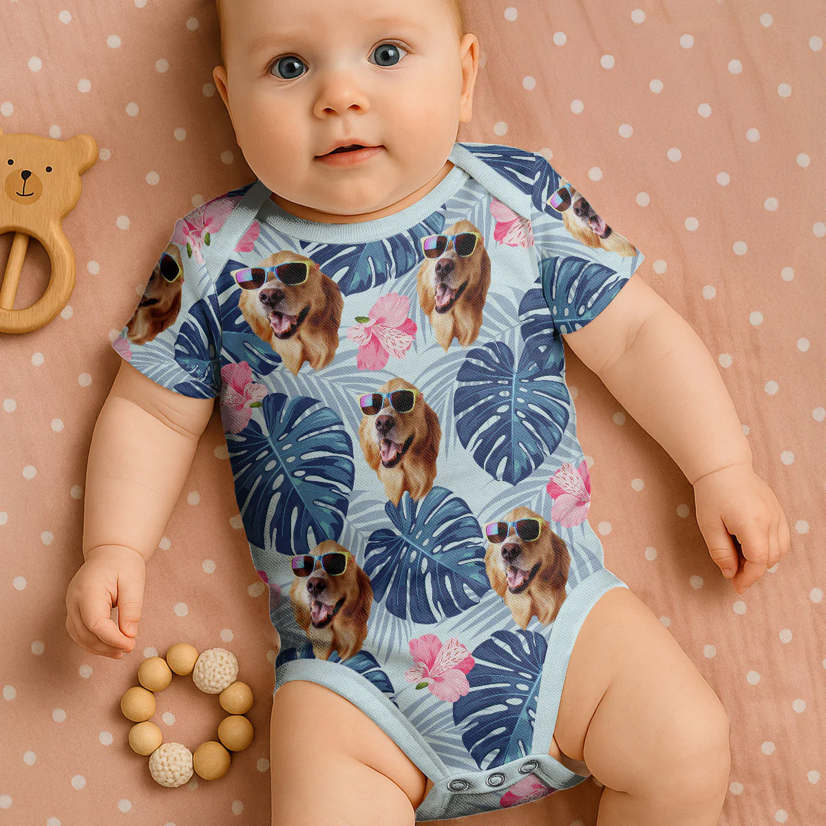 Funny Summer Pet Patterns - Personalized All Over Print Onesie - Image 3