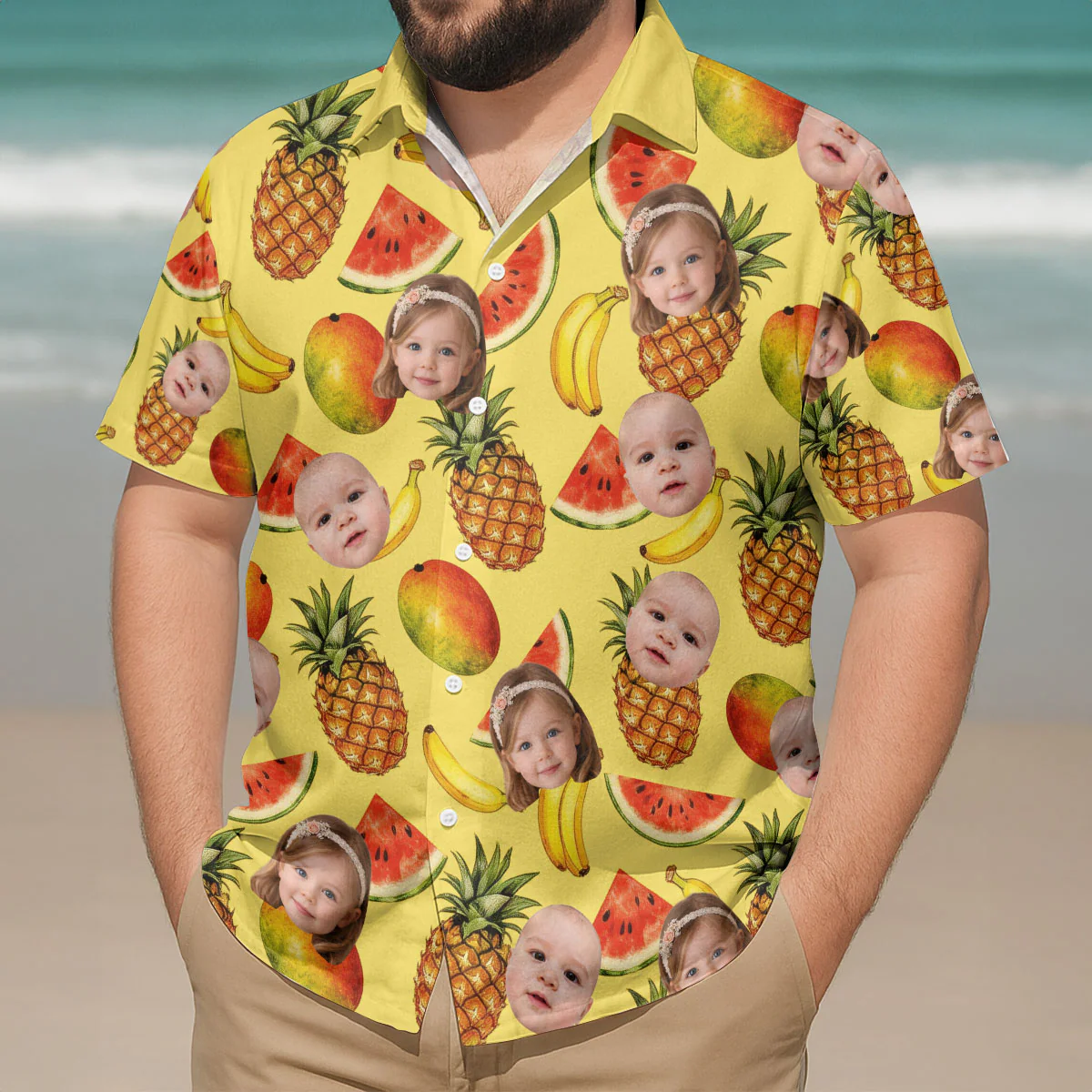 Funny Tropical Fruit Gift For Dad Grandpa - Personalized Hawaiian Shirt - Image 3