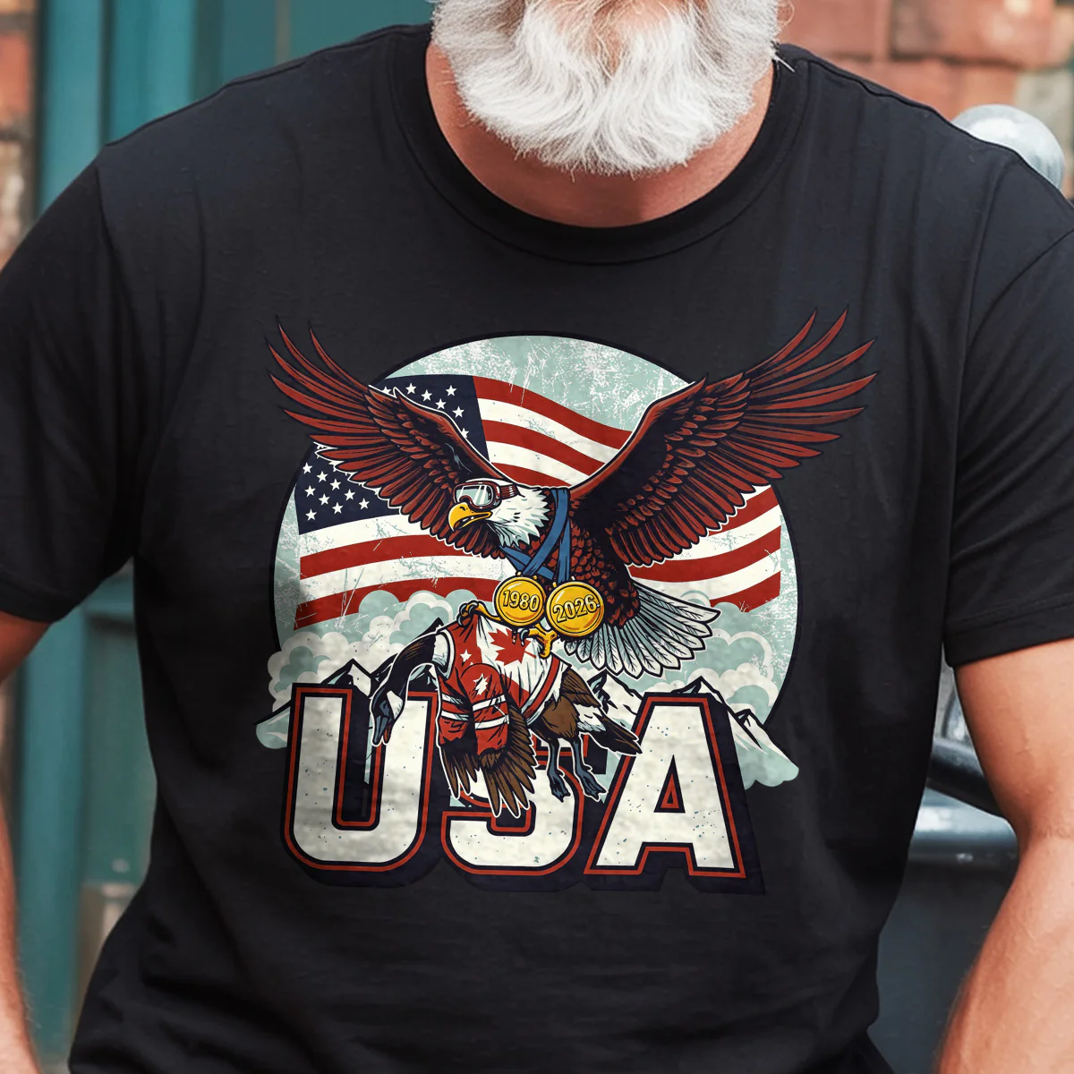 Funny USA Ice Hockey Eagle - Personalized 2D Unisex T-shirt - Image 2