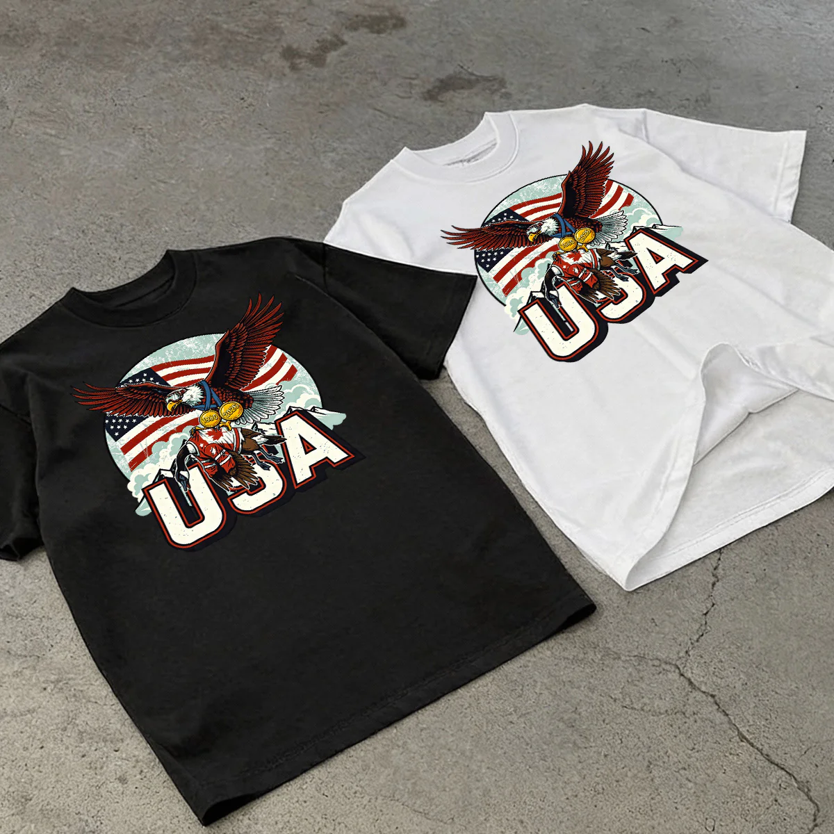 Funny USA Ice Hockey Eagle - Personalized 2D Unisex T-shirt - Image 4