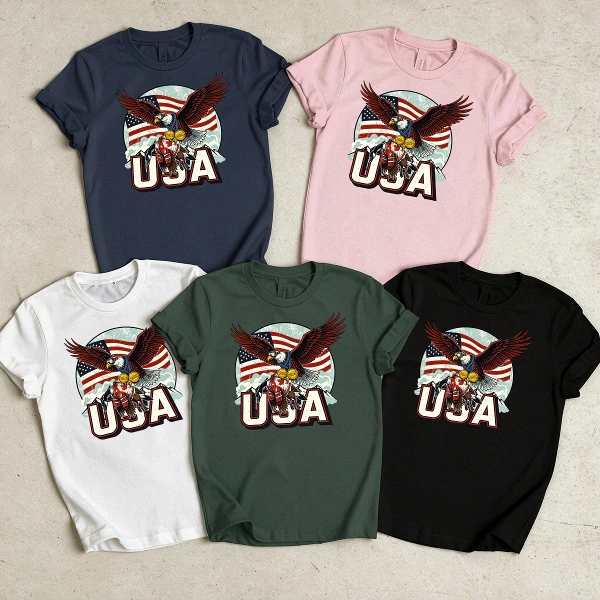 Funny USA Ice Hockey Eagle - Personalized 2D Unisex T-shirt - Image 7