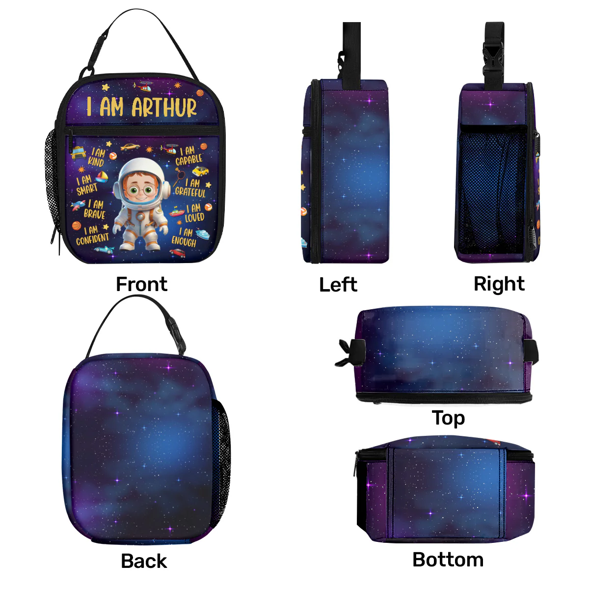 Galaxy And Unicorn Kid Affirmation - Personalized Lunch Bag - Image 7
