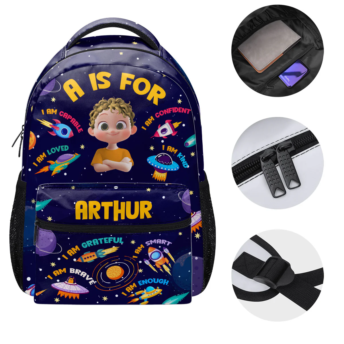 Galaxy Kid Affirmations - Personalized Backpack - Image 7