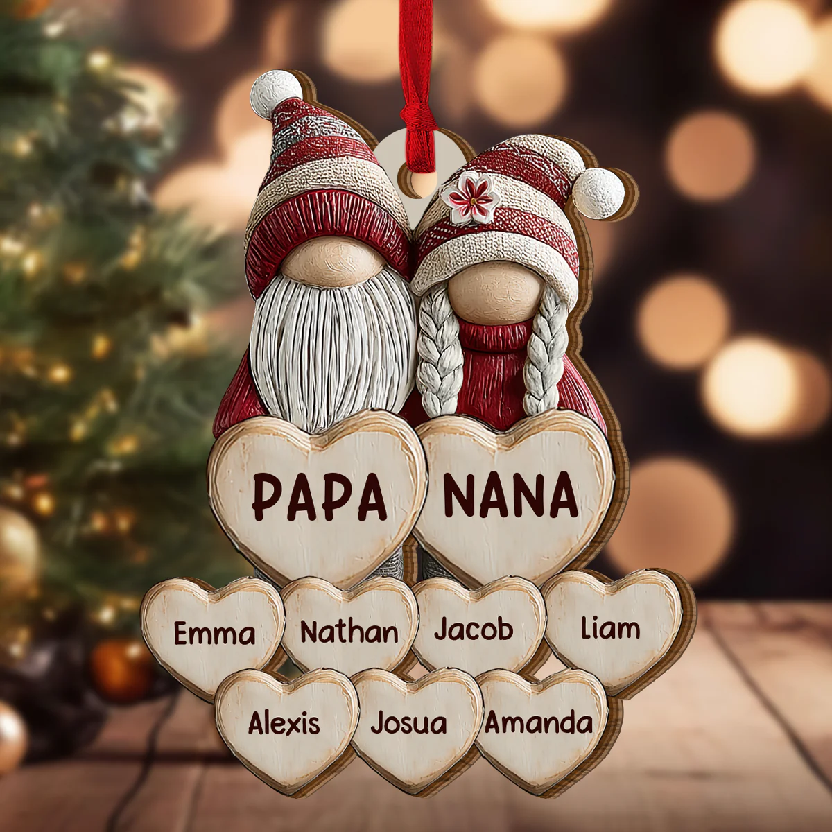Generations Of Love - Personalized 2-Layered Wooden Ornament