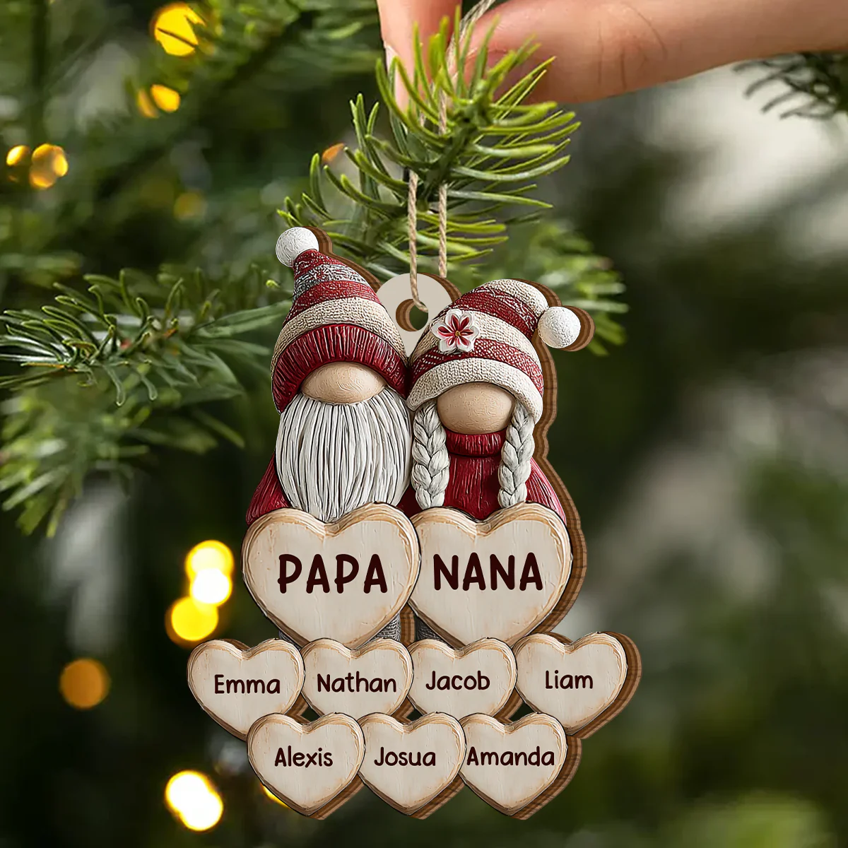 Generations Of Love - Personalized 2-Layered Wooden Ornament - Image 2