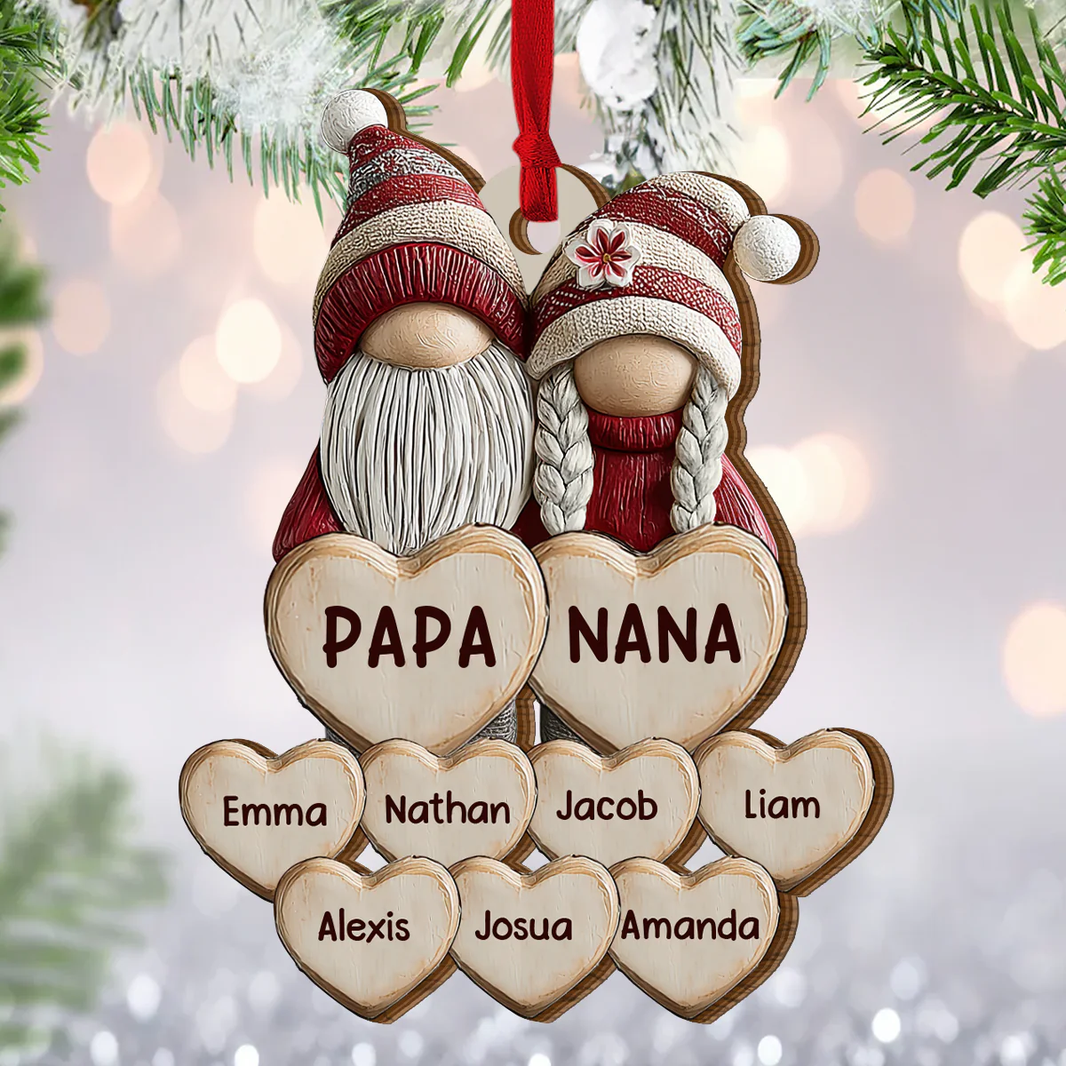 Generations Of Love - Personalized 2-Layered Wooden Ornament - Image 3