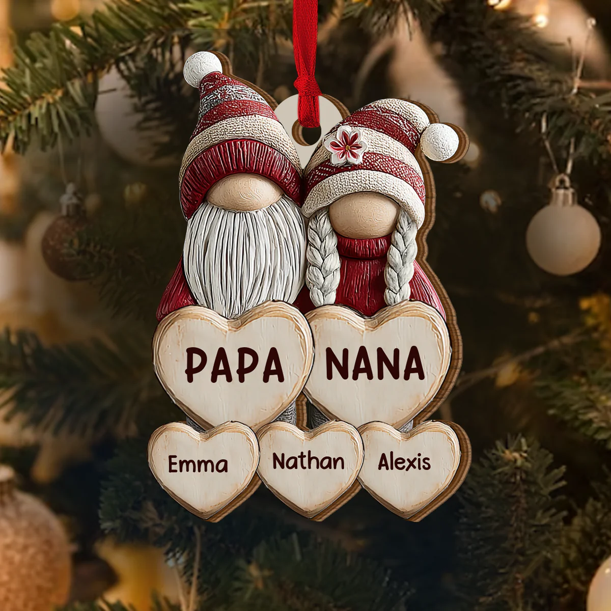 Generations Of Love - Personalized 2-Layered Wooden Ornament - Image 4