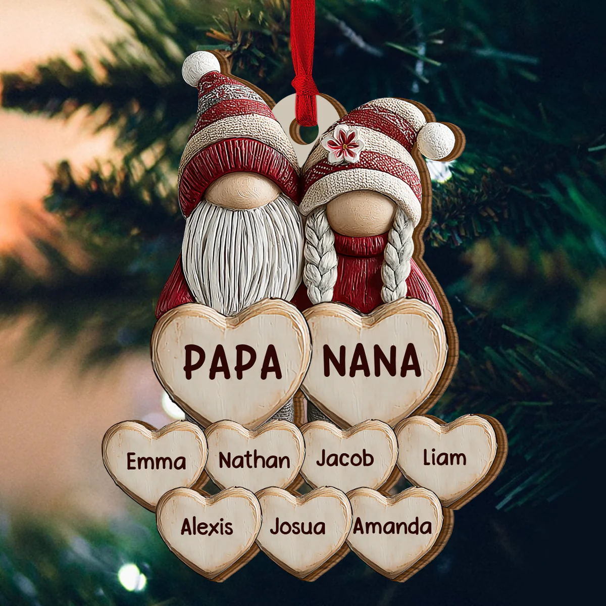 Generations Of Love - Personalized 2-Layered Wooden Ornament - Image 5