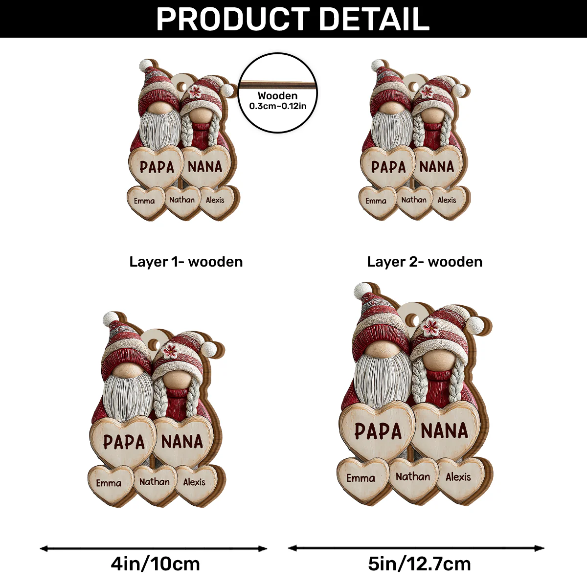 Generations Of Love - Personalized 2-Layered Wooden Ornament - Image 6