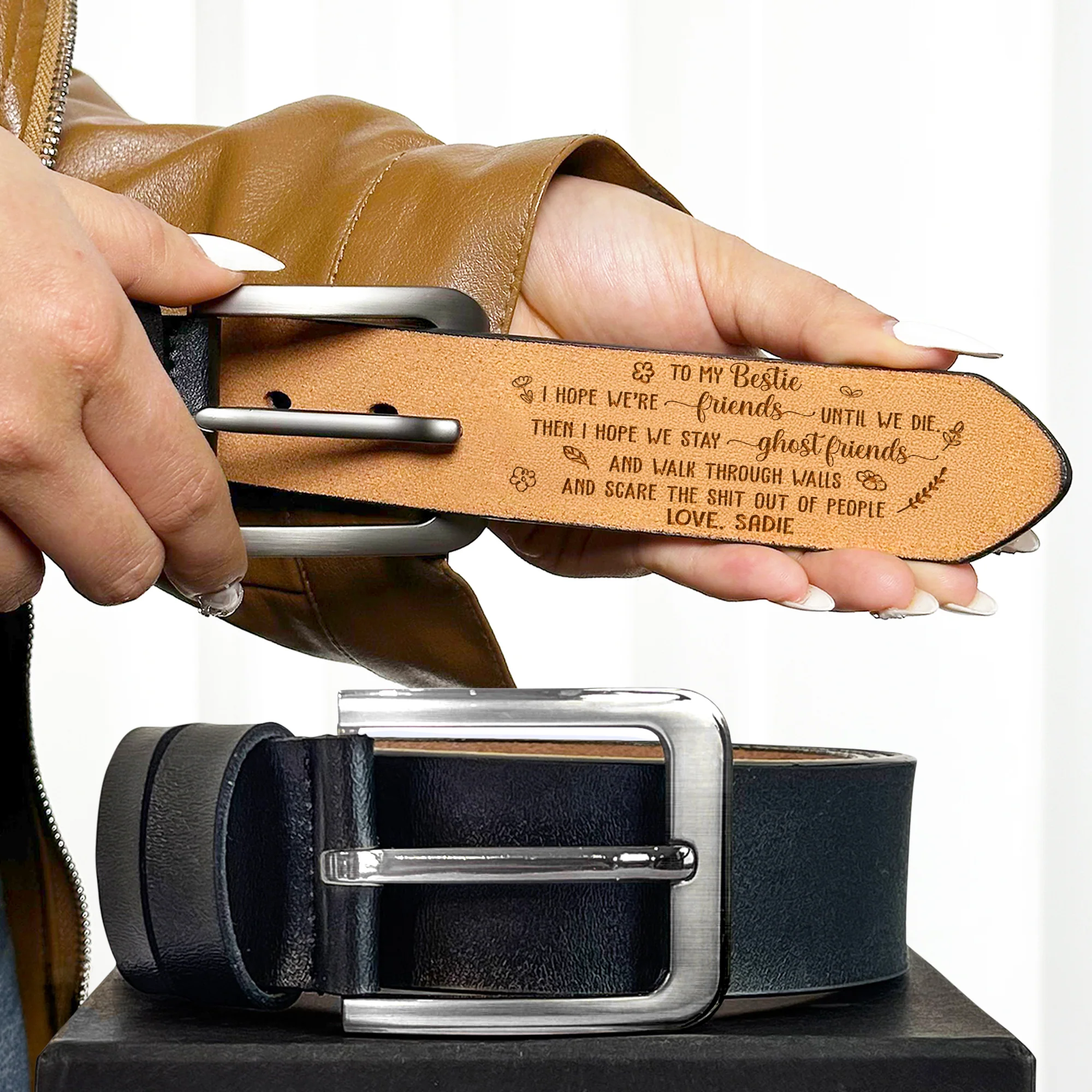 Ghost Friends - Personalized Woman Leather Belt