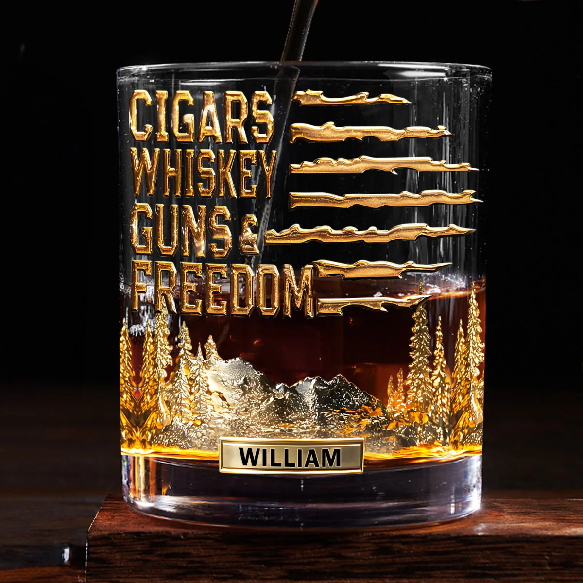 Gift For Bourbon - Personalized Round Whiskey Glass
